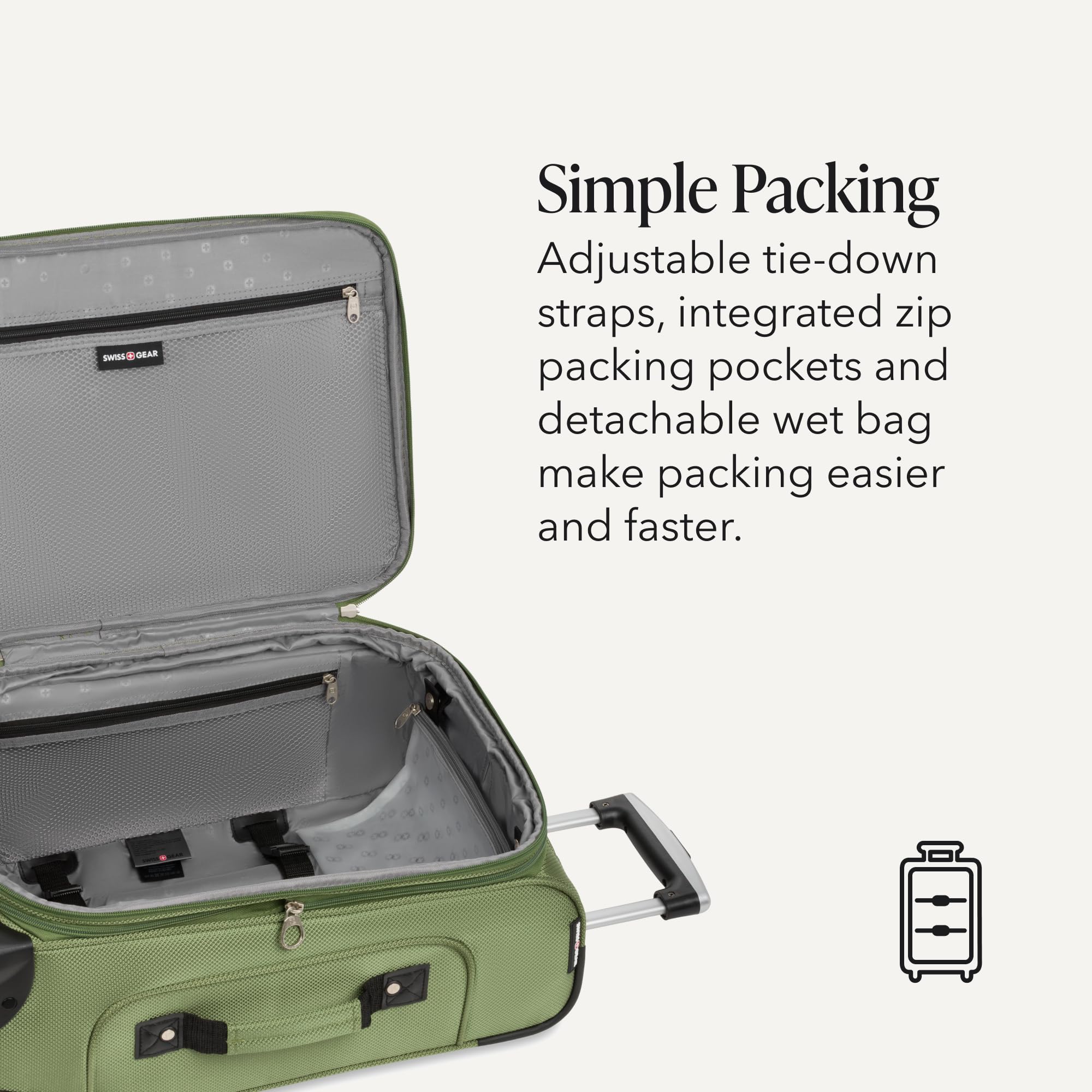 SWISSGEAR Sion Softside Expandable Spinner Luggage Durable Lightweight Travel Suitcase, Evergreen, 3-Piece Set (Carry-On/Medium/Large) view 5
