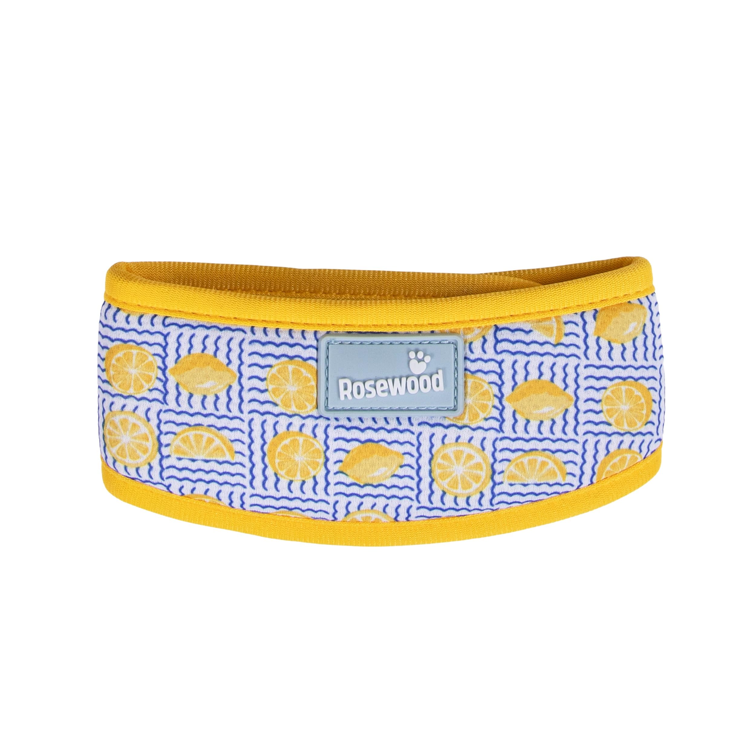 Rosewood Small Cooling Dog Collar – Self-Activating Cooling Collar for Dogs – Adjustable Velcro Fit – Lightweight Summer Cooling Neck Wrap – No Water Needed – Lemon Print