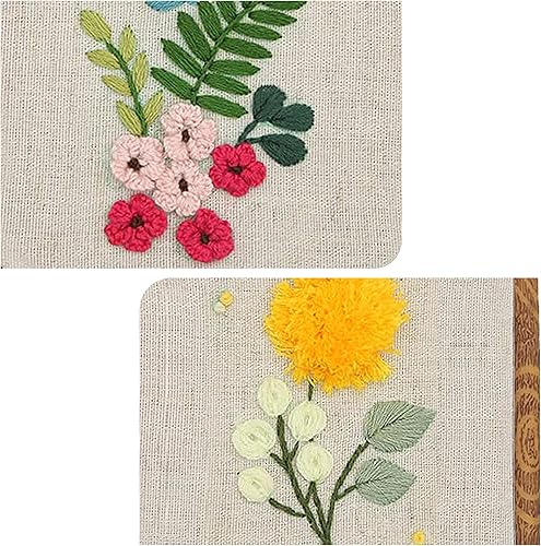 Miniatura 4 de Maydear Paquete de 3 kits de inicio de bordado con patrón, kits de punto de cruz estampados para adultos principiantes con aro de bordado e