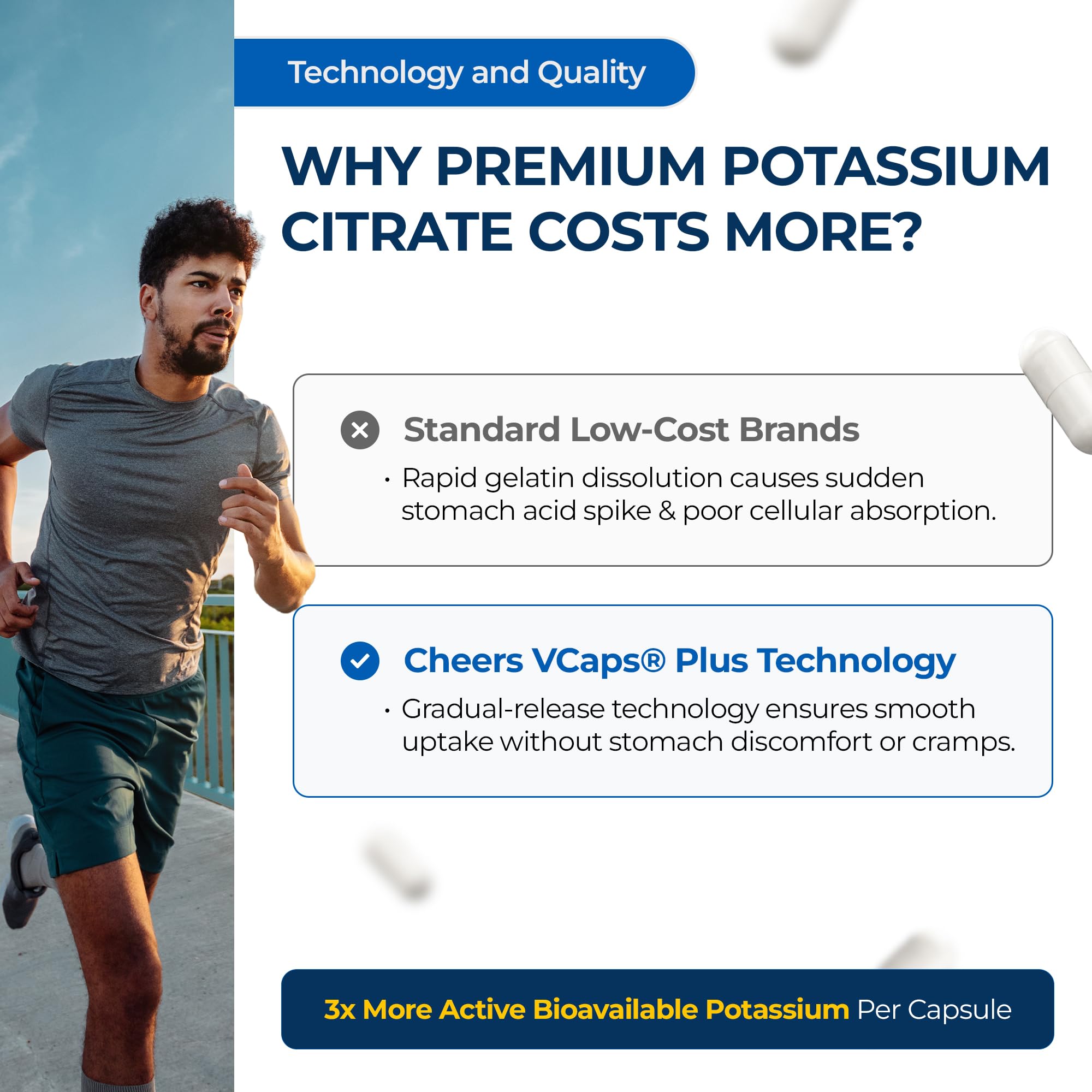 Cheers Potassium Citrate Electrolyte Supplement, 948mg Vegan - 90 Capsules — Amazon image 5