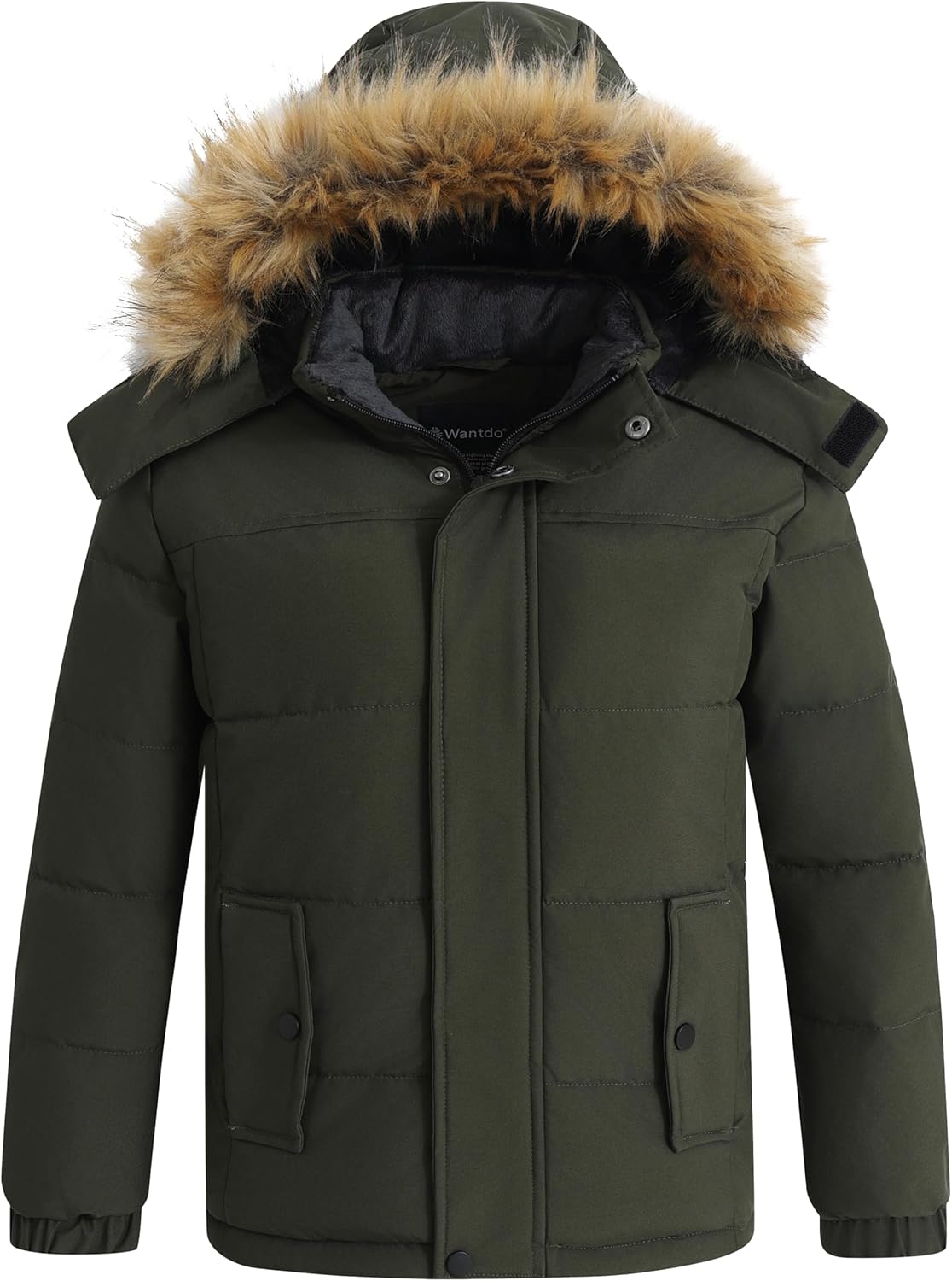 Wantdo Boy's Warm Winter Coat Waterproof Thicken Puffer Jacket with Removable Fur Hood