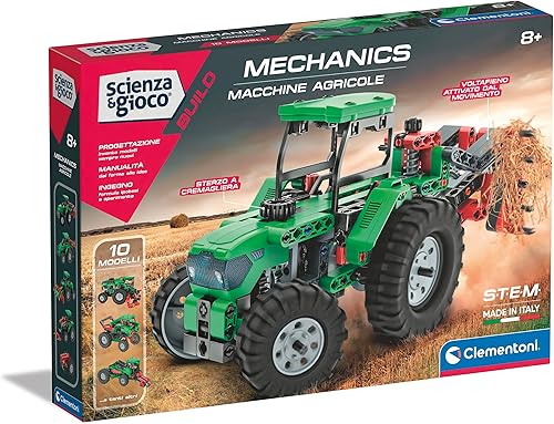 Clementoni - Science Build-Máquinas Agrícolas-Juego de Construcción Infantil, Laboratorio Mecánico, Juego Científico 8 Años (Versión Italiana)
