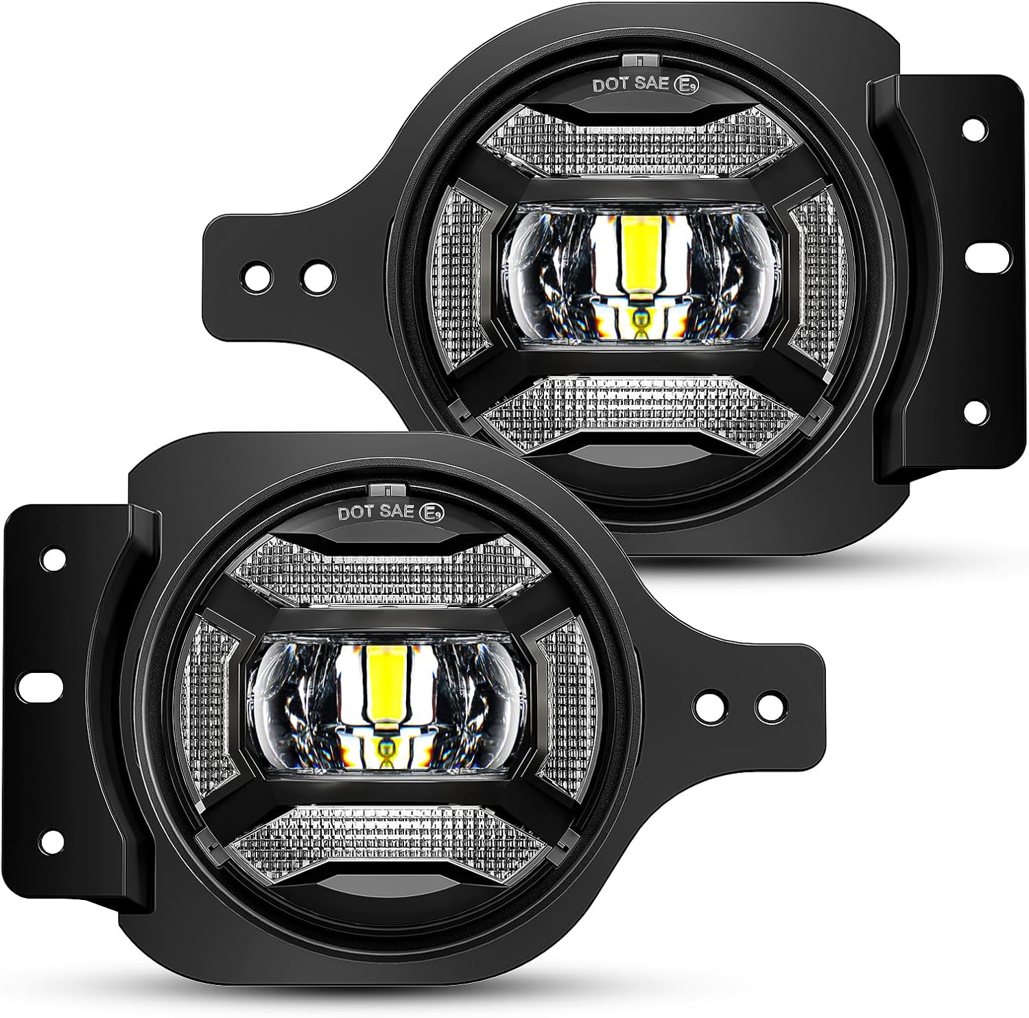 LX-LIGHT Super Bright 60W 4 Inch LED Fog Lights with DRL EMC Compatible with Jeep Wrangler TJ LJ JK JT Gladiator Dodge Journey Front Bumper Lights (Pair)