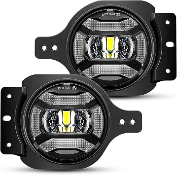 LX-LIGHT 60W Extremly Bright LED Foglights with DRL Compatible with Jeep Wrangler JL Sport Rubicon Steel Front Bumper 2018-2023, EMC Built In