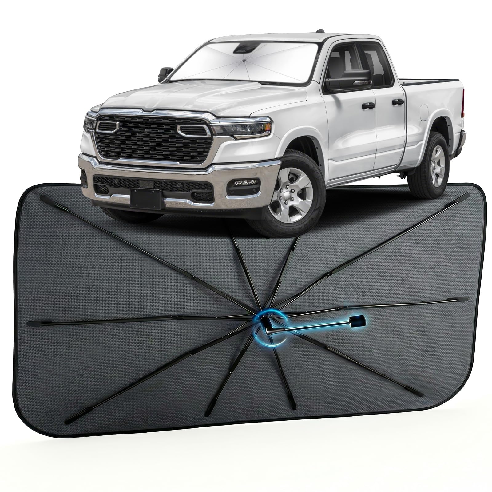 Car Windshield Sun Shade Umbrella for Dodge RAM 1500/2500 2013-2026
