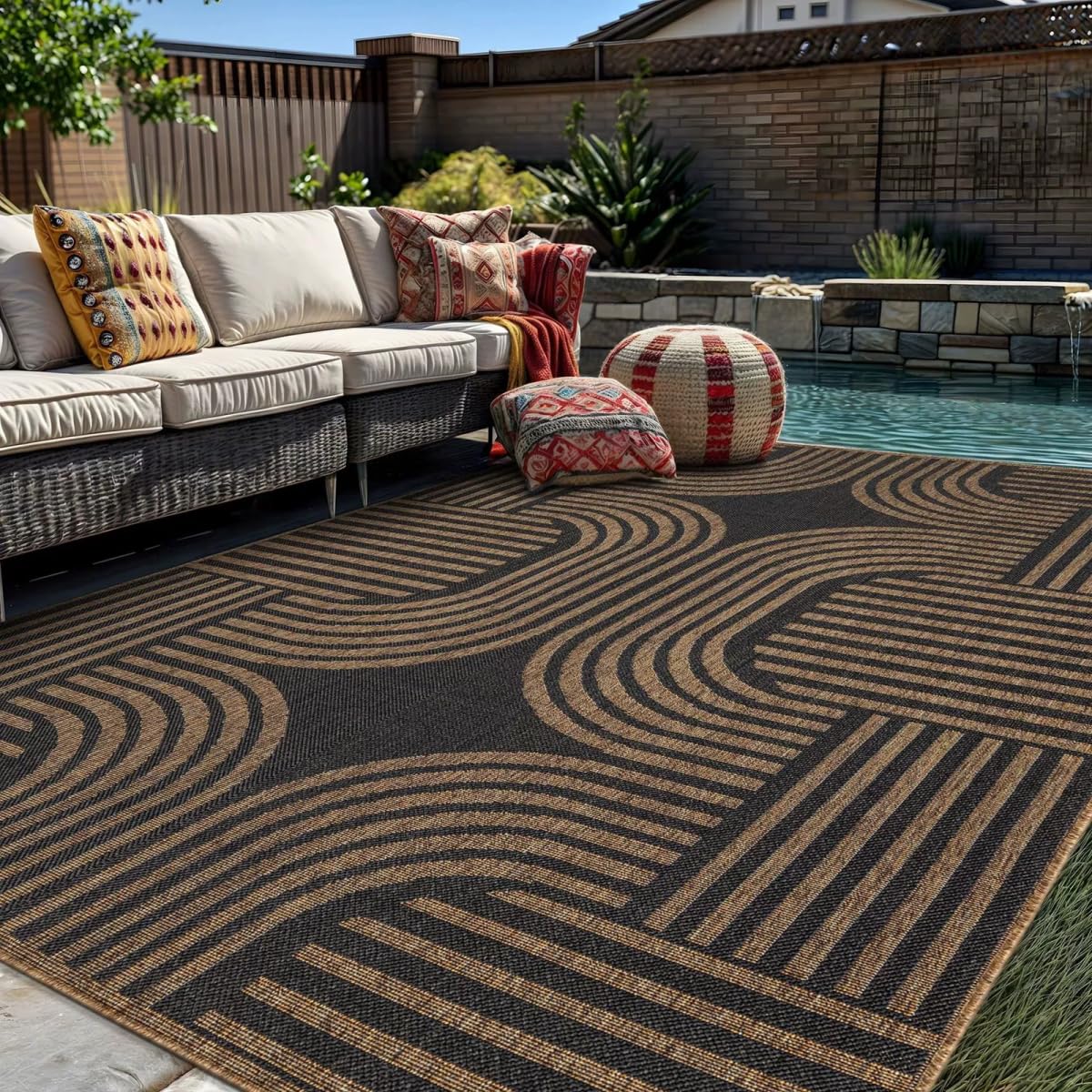 Natte de paille synthétique camping terrasse tapis extérieur de pique-nique