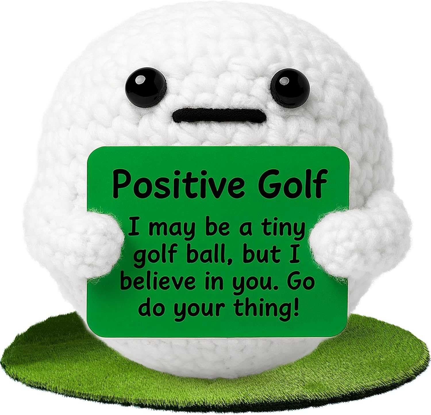 Positive Golf Ball - Emotional Support Crochet Dolls Handmade Positive Crochet Gift for Men Women Golfers Tournament Dad Mom Fathers Day Christmas Easter Birthday Stuff