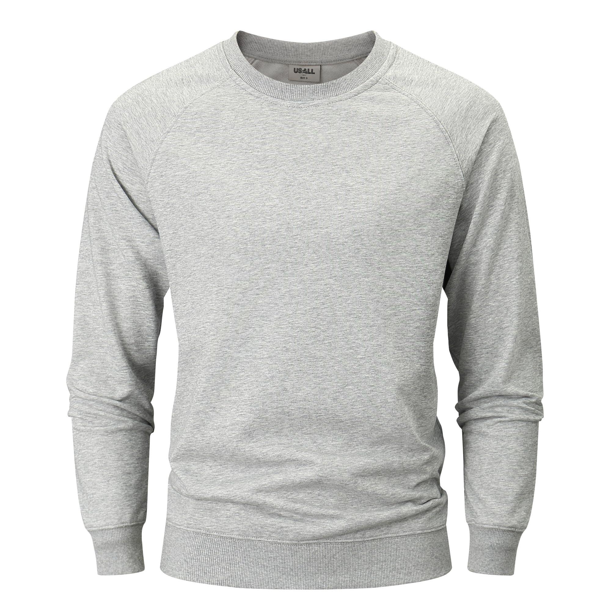 USALL Sweatshirts für Herren Baumwolle Rundhals Hoodie Pullovers Männer Kapuzenpullover Langarm Casual Sweatshirt