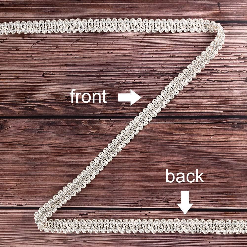PH PandaHall 15 Yards Gimp Braid Trim 13mm/0.5" Polyester Woven Braid Trim Decorative Gimp Trim Ribbon for Costume DIY Crafts Sewing Upholstery Curtain Slipcover Decoration, White