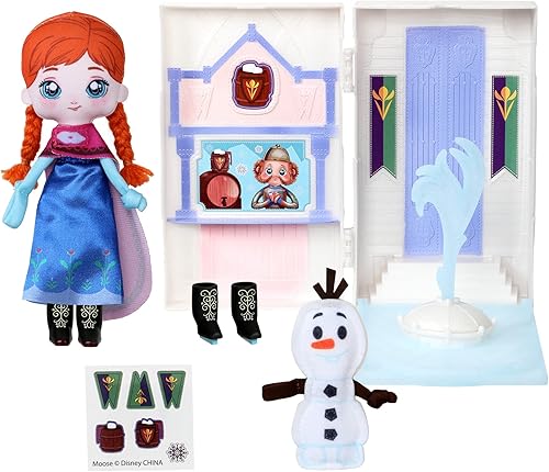 SWEET SEAMS Disney - Muñeca de trapo suave de 6 pulgadas 2 muñecas de juguete juego de pista de hielo del castillo de Anna y Olaf