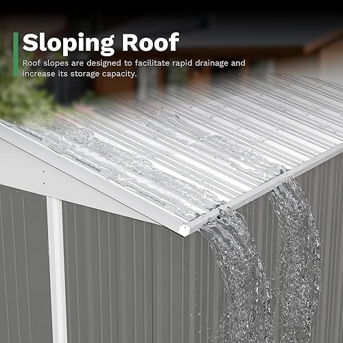 Vista 80 de Patiowell - Cobertizo de almacenamiento de 10 x 12 pies para herramientas, de metal y con puertas con cerradura, para exteriores, jardín, patio Gris