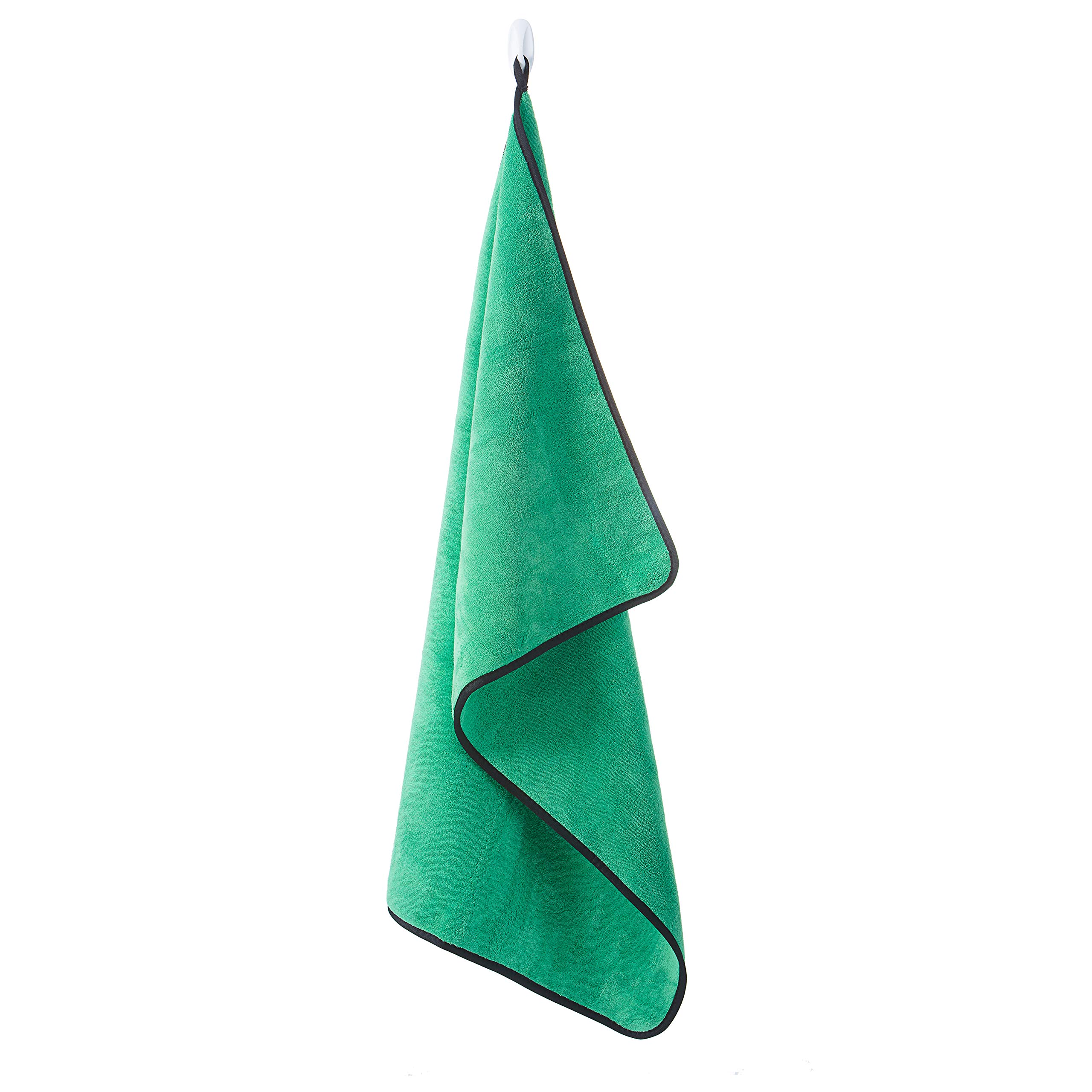 Toalla de secado de microfibra de 800 g/m², color verde | Paño de limpieza de felpa grande de 50 x 76 cm para lavar el coche, detallar, pulir, hogar, baño, vidrio, sin pelusa y antiarañazos.