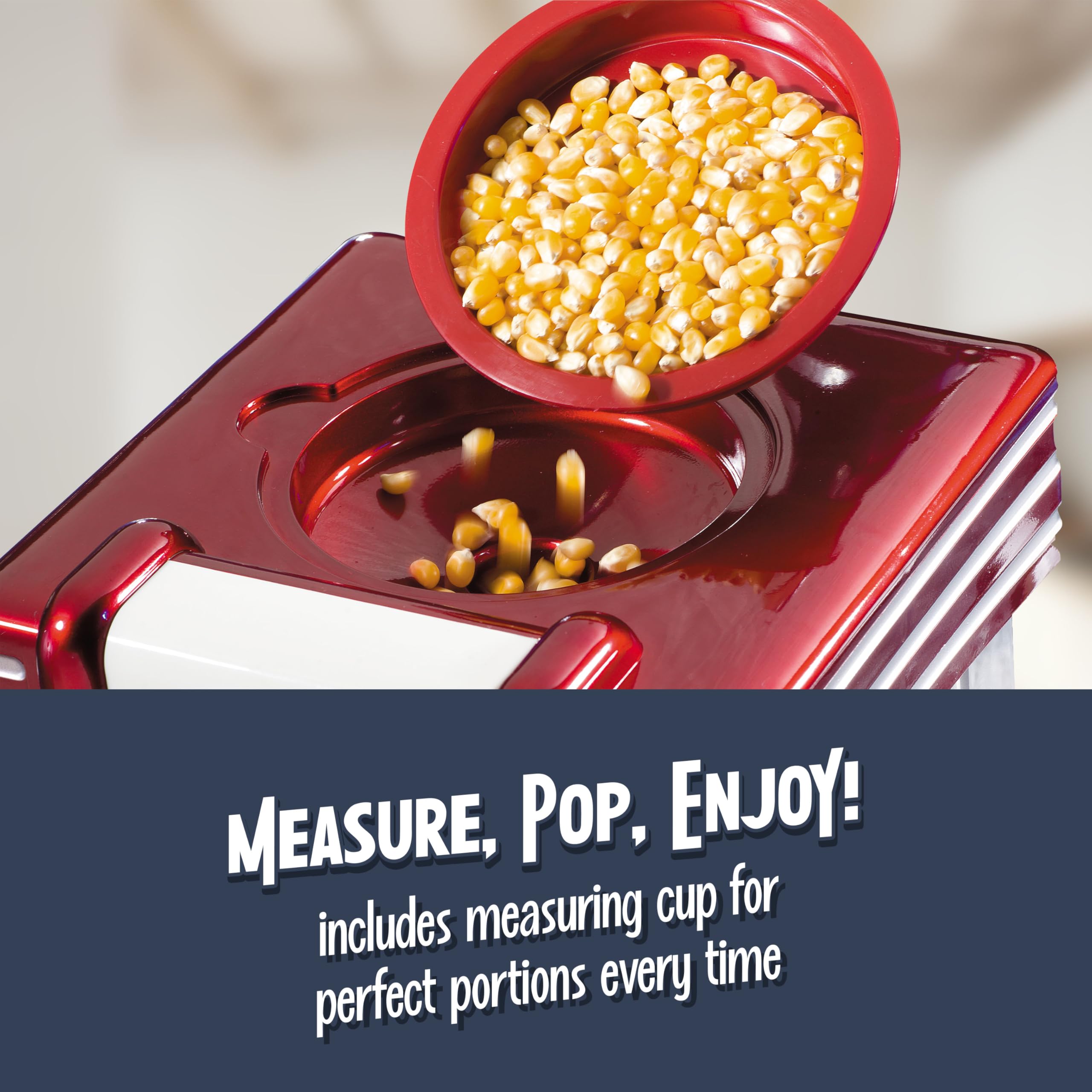Nostalgia Macchina per popcorn ad aria calda retrò, 12 tazze senza olio, piano di lavoro con misurino, snack sani e serate cinematografiche, rossa