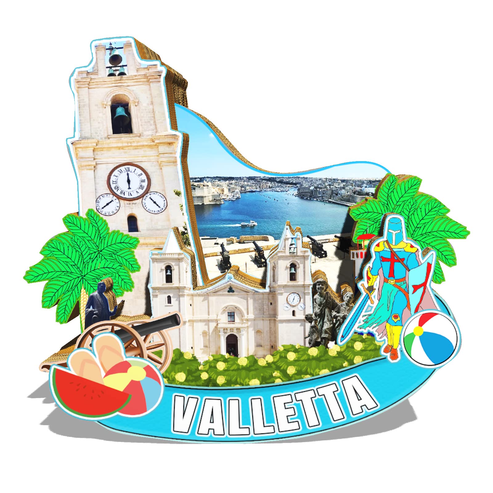 Malta Valletta Magnet Fridge Magnet Wooden 3D Landmarks Travel Collectible Souvenirs Decoration Handmade-2