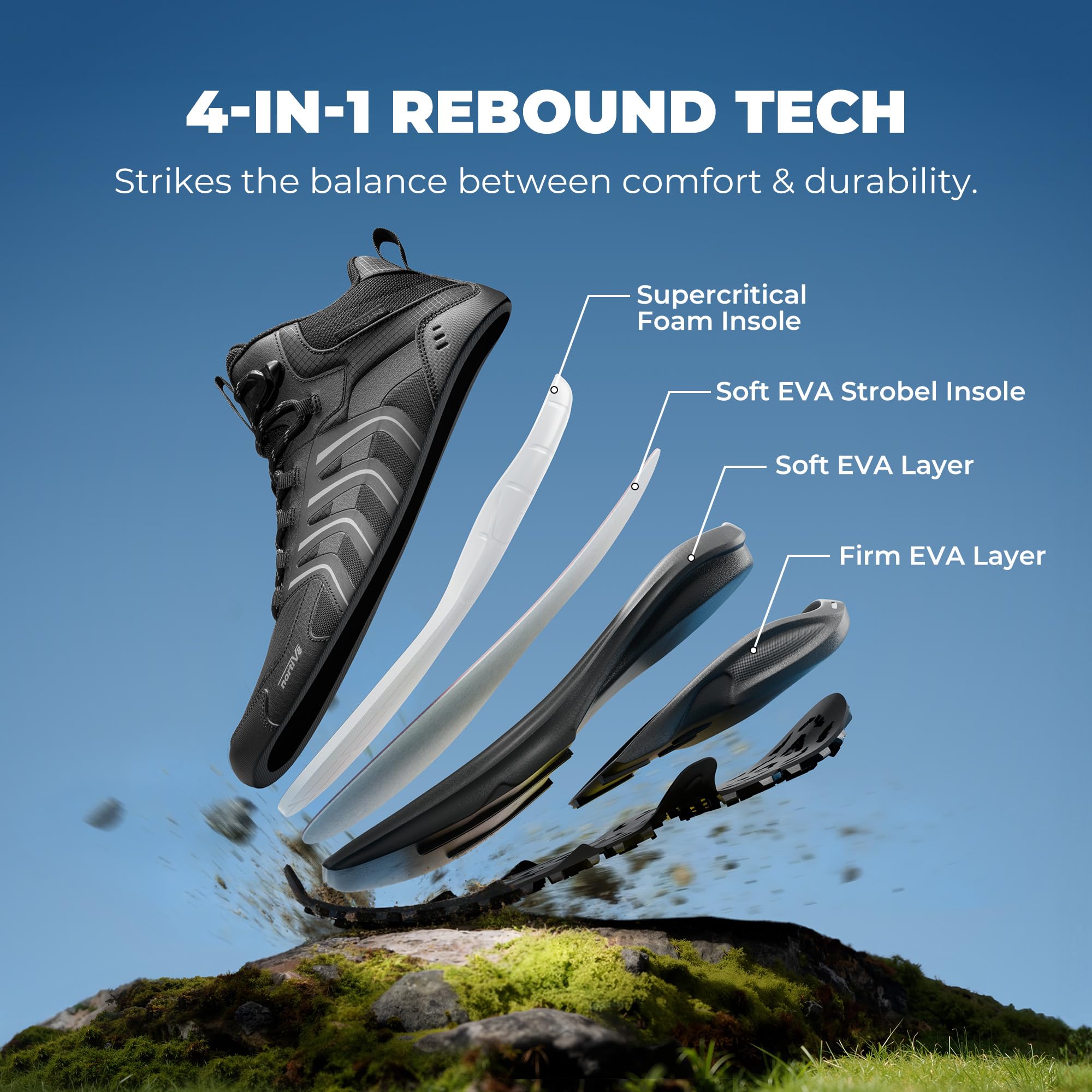NORTIV 8 Hommes Chaussures de Randonnée Imperméables | Légères et Confortables pour Trekking, Camping escalade, Idéales Toute la Journée