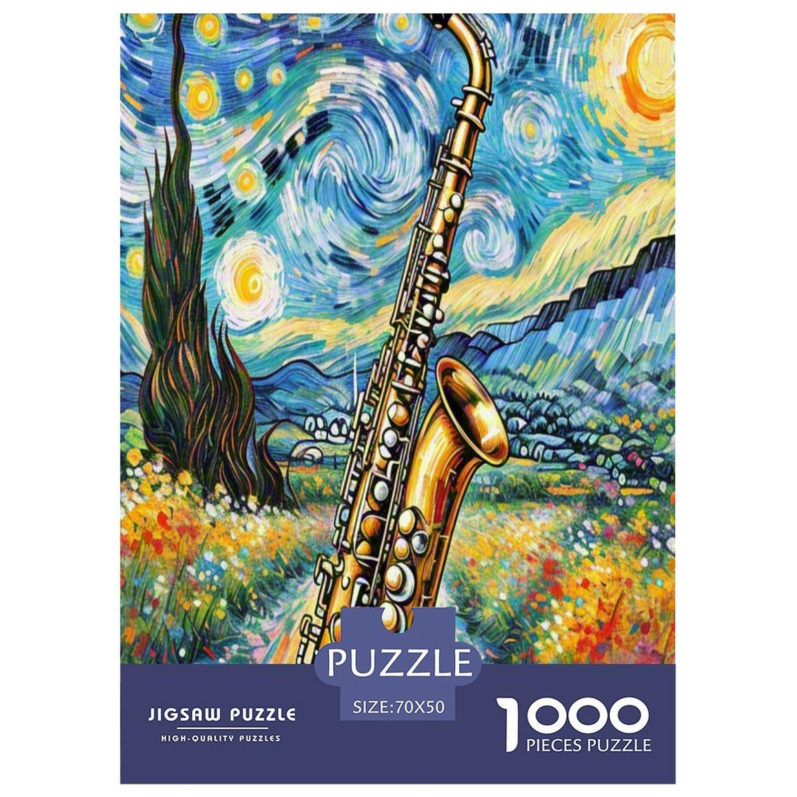 Saxofon Puzzle 1000-częściowe ciężkie puzzle, zabawka edukacyjna, imponujące wyzwanie, zabawka dla dorosłych i dzieci w sprawdzonych wymiarach 70 x 50 cm/1000 szt