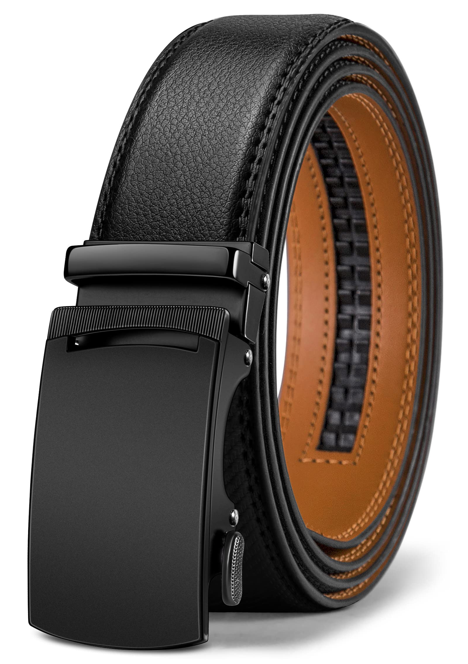 KEMISANT Cintura Uomo, Cintura Pelle con Chiusura Automatica a Cricchetto per Tailleur,Larghezza 35 mm,Taglia Regolata