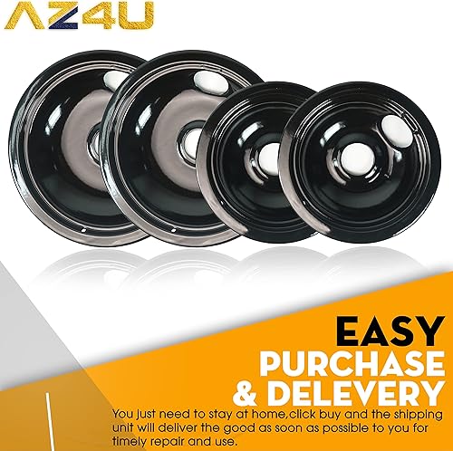 Miniatura 7 de 4 bandejas de goteo de porcelana 5304430149 y 5304430150 que sustituyen a 318067041 y 318067051 para Frigidaire, la estufa eléctrica Kenmore incluye