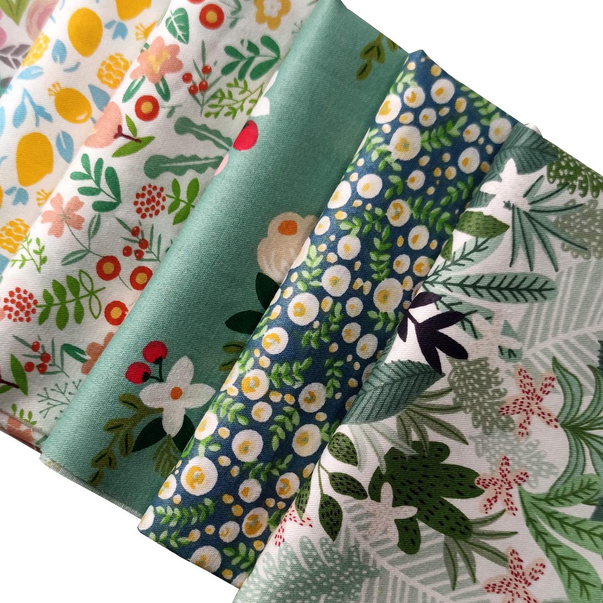 levylisa 7 paquetes de tela de verano verde tropical floral para acolchado de 45,7 x 55,8 cm, tela de algodón para patchwork.