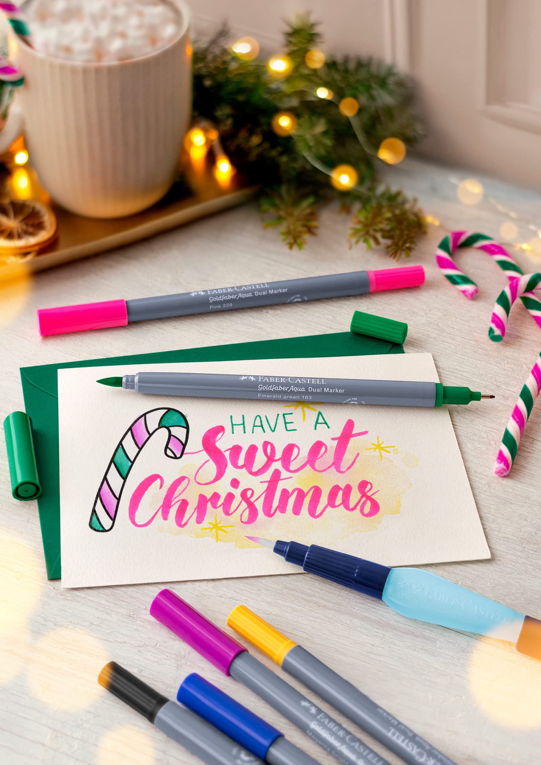 Faber-Castell - Goldfaber Aqua Dual Marker, 18 Farben | Wasservermalbare Dual Marker mit Pinselspitze und Fineliner für Aquarellmalerei und Lettering