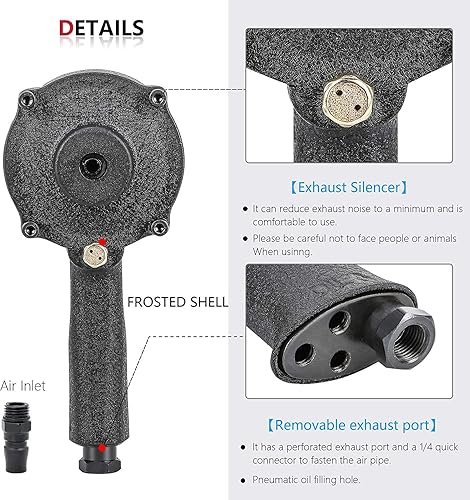 Miniatura 6 de NEWTRY Perforadora de agujeros neumáticos de 0.315in, herramienta de perforación de agujeros de metal industrial, pistola de perforación de metal