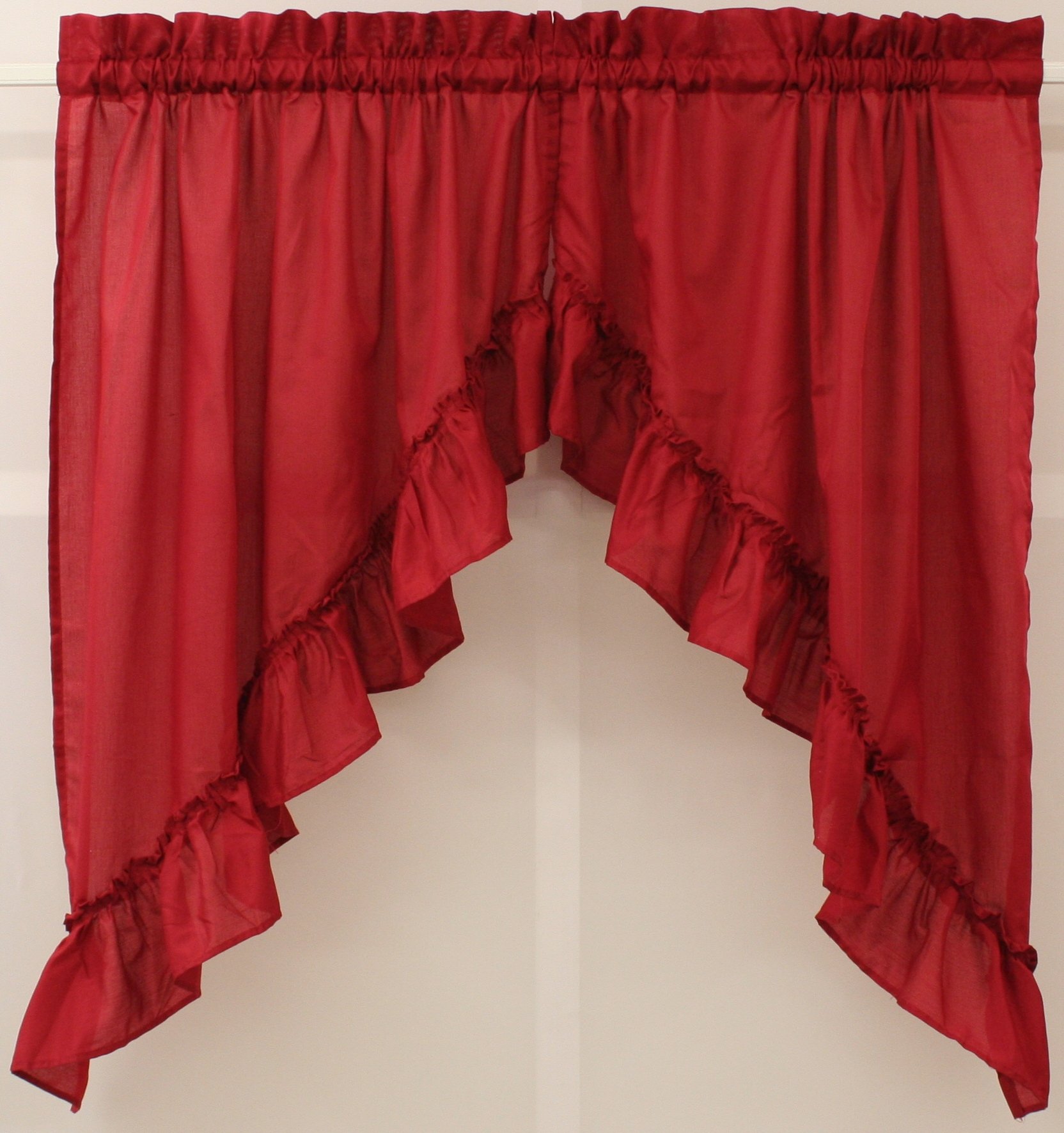 The_Curtain_Shop Stacey Solid Swag Pair 60Wx38L Red