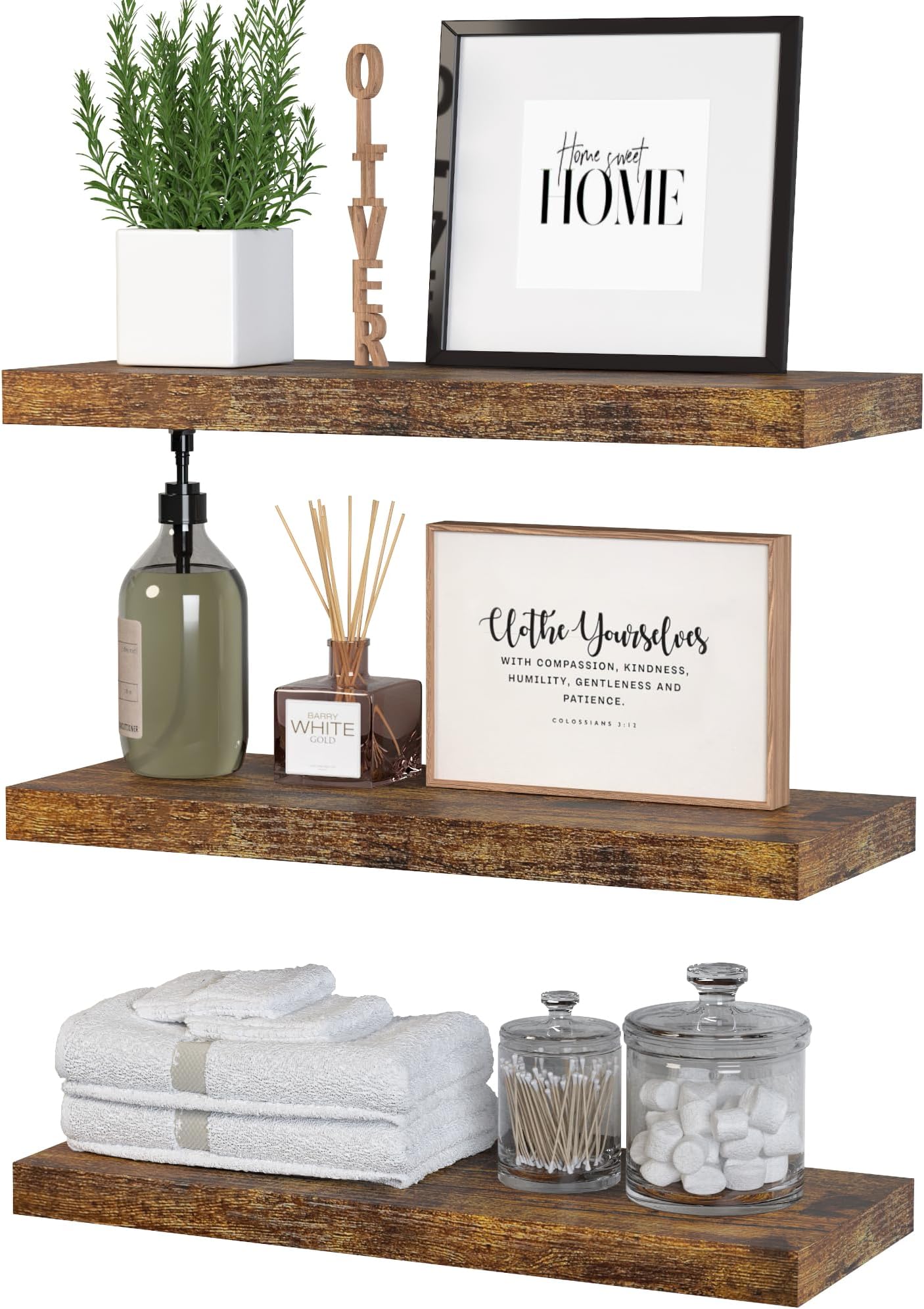 Amazon.com: DOLLFIO Floating Shelves, 3 Sets Wall Shelves, Floating Shelves for Wall D??cor, Wall ...