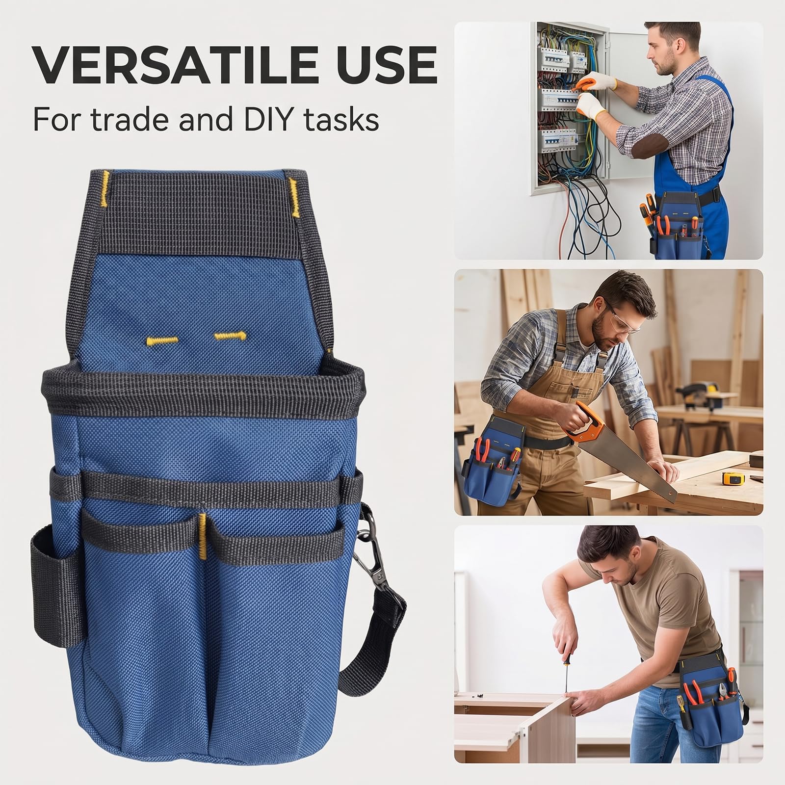 Cintura Porta Attrezzi,Marsupio Elettricista,Porta Attrezzi da Cintura,Regolabile Marsupio Attrezzi con 14 Tasche per Elettricisti,Edilizia,Falegnami,Tessuto Oxford 600D,Blu