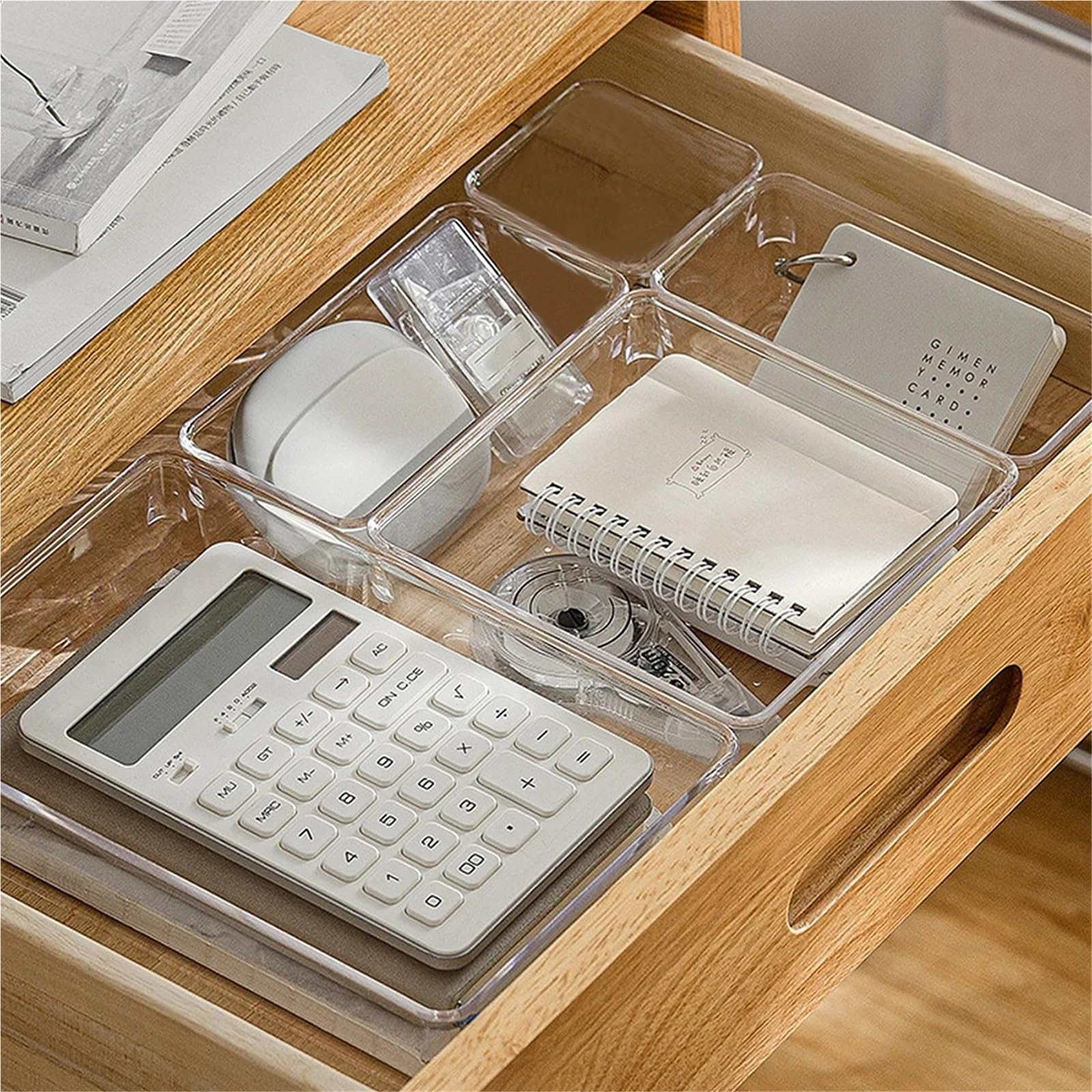 Set di 7 organizer for cassetti da scrivania, in plastica, for riporre oggetti bagno, for trucchi, scatola portaoggetti trasparente Per Cassetti
