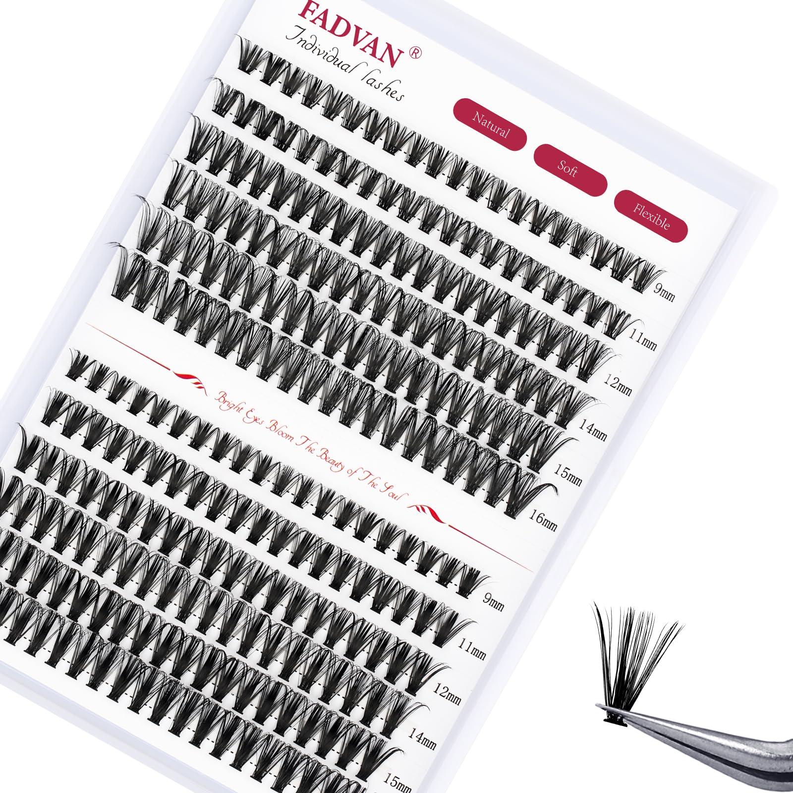 Easy Fan Lashes Self Fanning Volume Russian Eyelash Extensions 0.05D Curl Mixed 8-14mm Automatic Blooming Volume Easy Fan Lashes FADVAN(0.05-D-814) — view 29