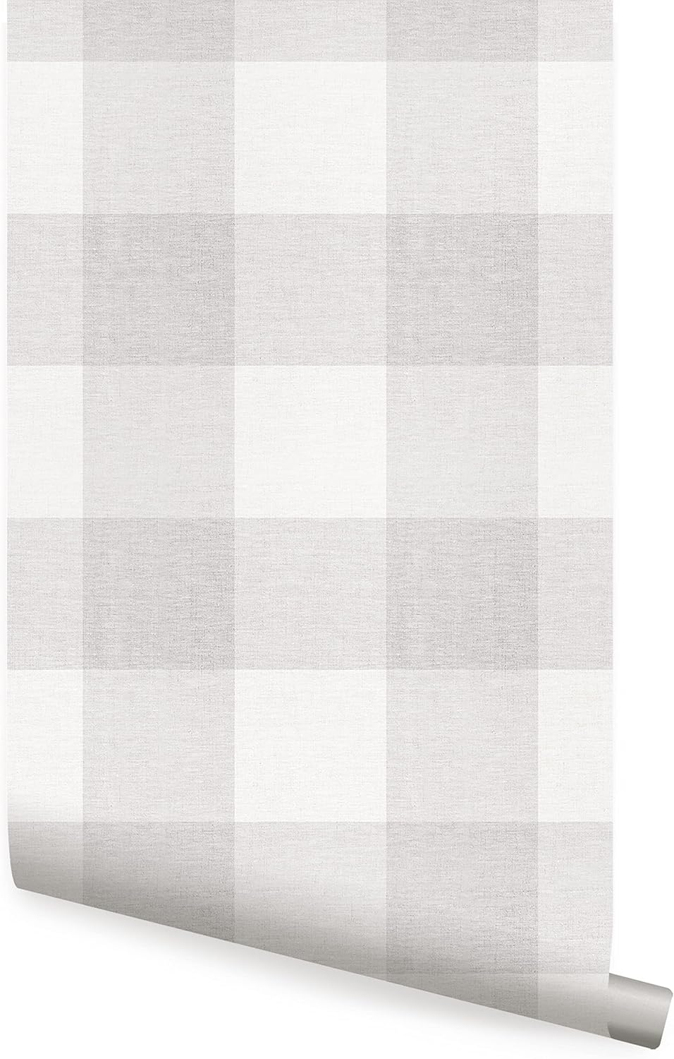 Simple Shapes Checkered Fabric Look Medium Peel and Stick Wallpaper (6 Sheet Set - 2x9 ft, Grey)