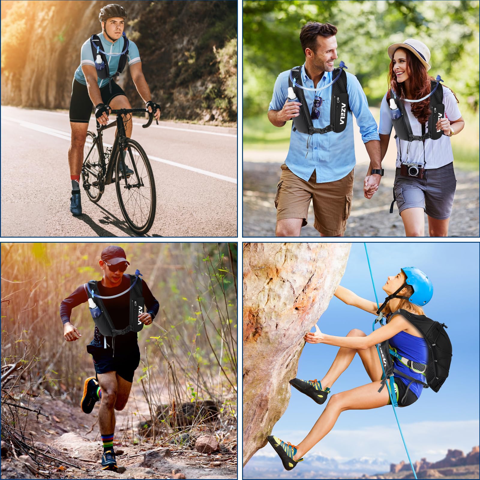 Zaino Trail Running Zaino Idratazione Gilet da Corsa per Uomo e Donna Cinghie Pettorali Regolabili Gilet Running con Vescica 2L Borraccia Morbida 500ml, per Outdoor, Maratona, Ciclismo, Alpinismo