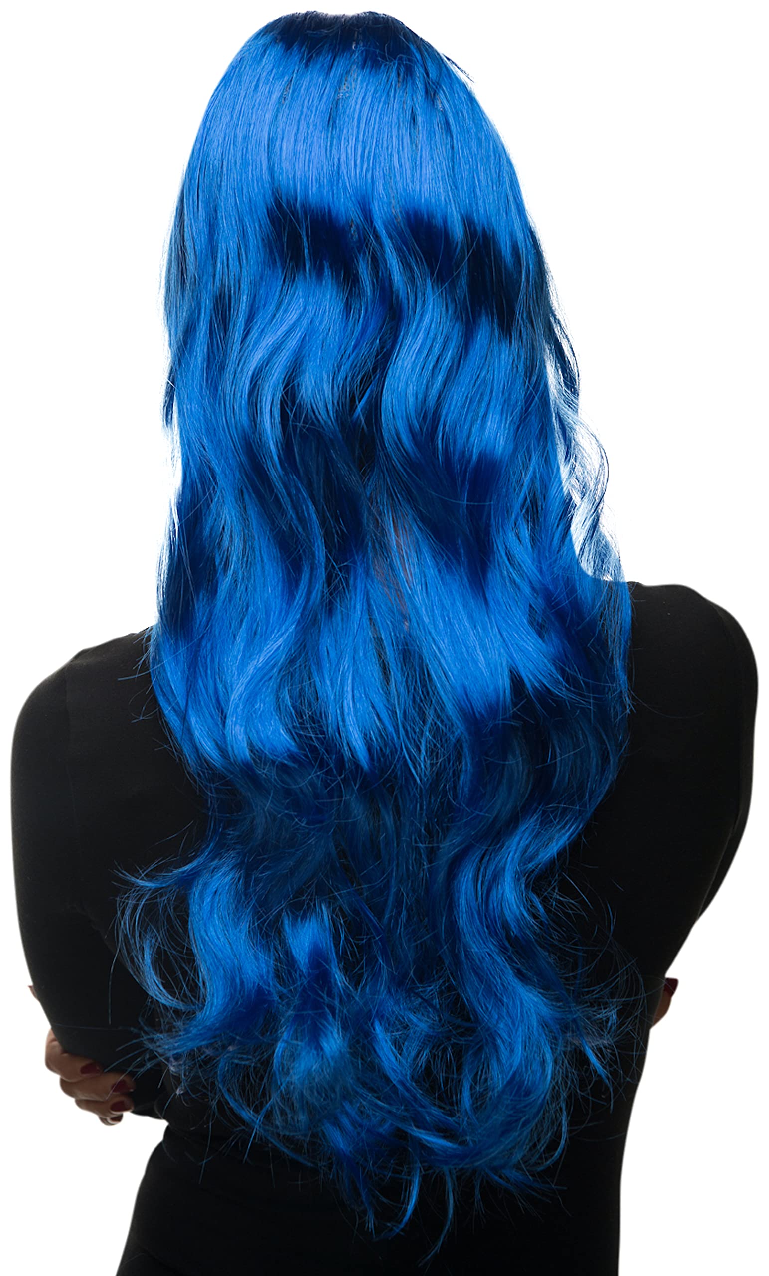 Parrucca Cosplay Lunga E Riccioluta Blu Scuro - Con Cappuccio E Pettine, Perfetta Per Feste E Halloween