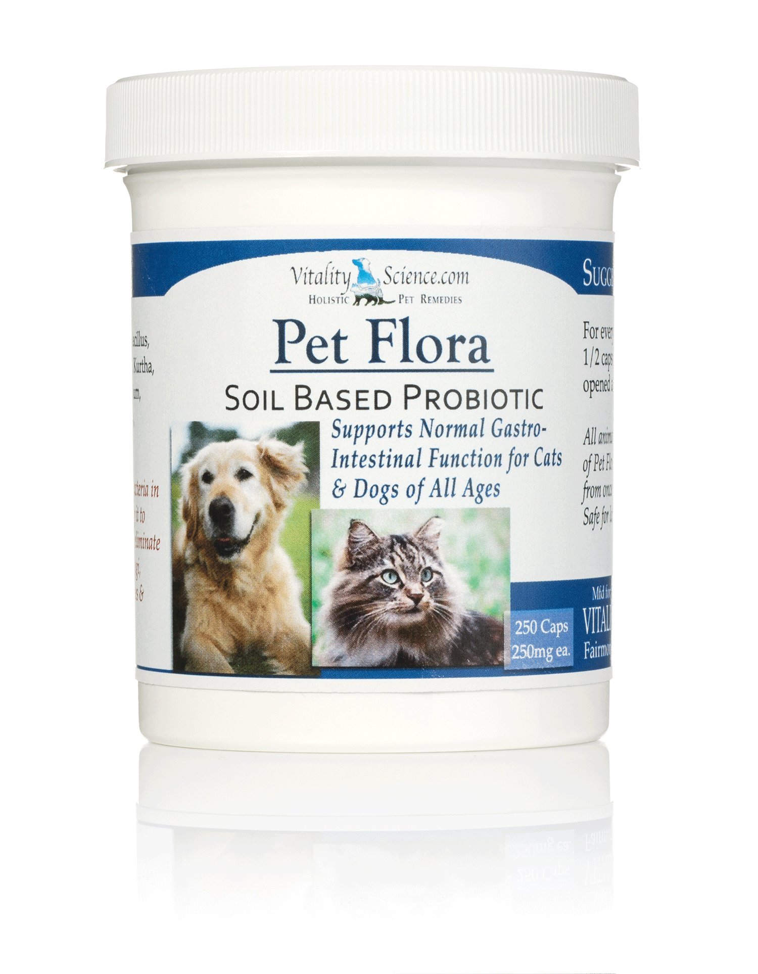 Buy Vitality Science Pet Flora Capsules Cat and Dog Probiotic Supplement AllNatural Soil