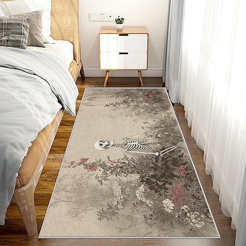 Miniatura 2 de J275 - Alfombra de pasillo de 2 x 7 pulgadas, diseño rústico de flores silvestres, antideslizante, lavable, decoración del hogar para cocina,