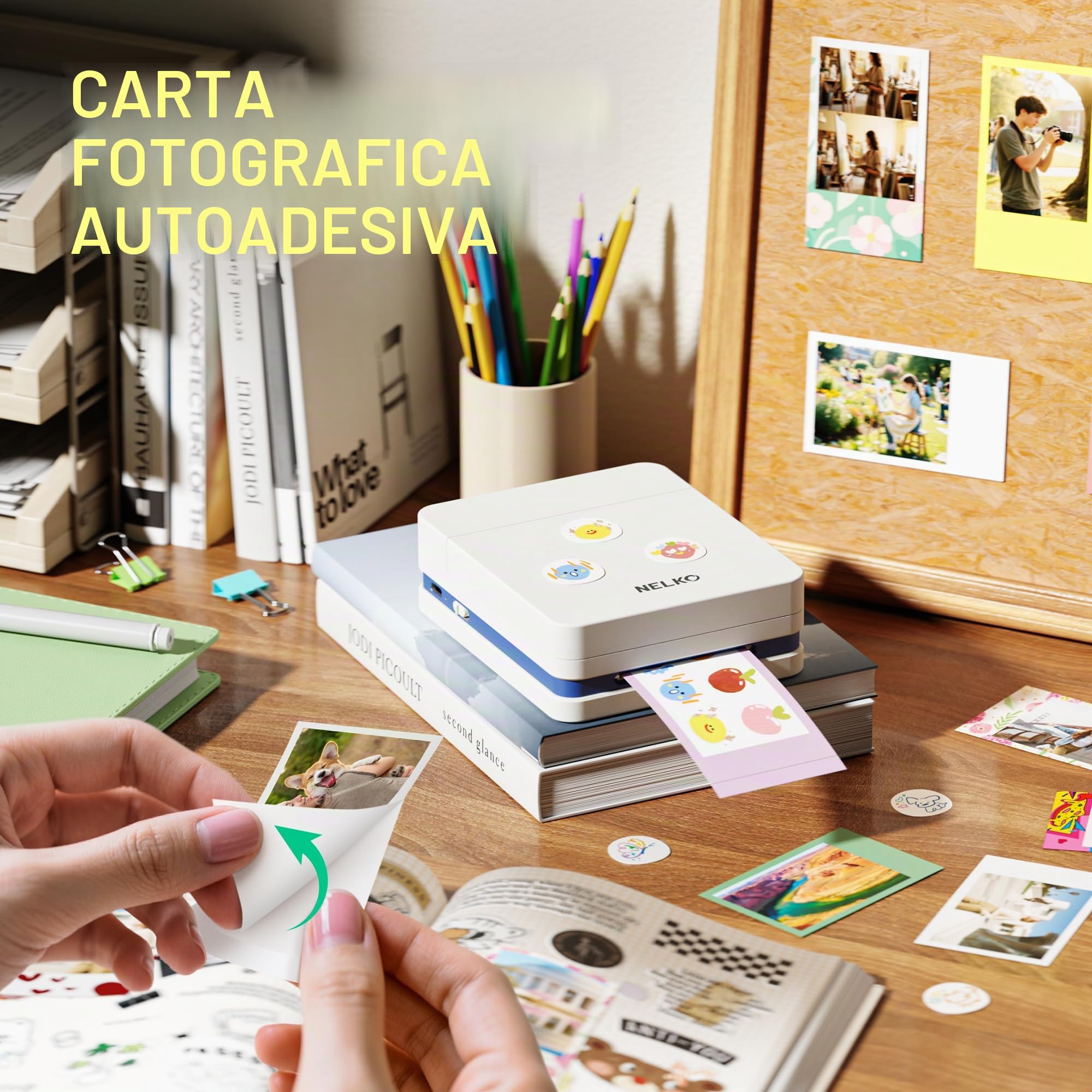 Nelko PP01 Stampante Fotografica Portatile, Mini Stampante a Colori per Stampa Foto dal Cellulare, Bianco