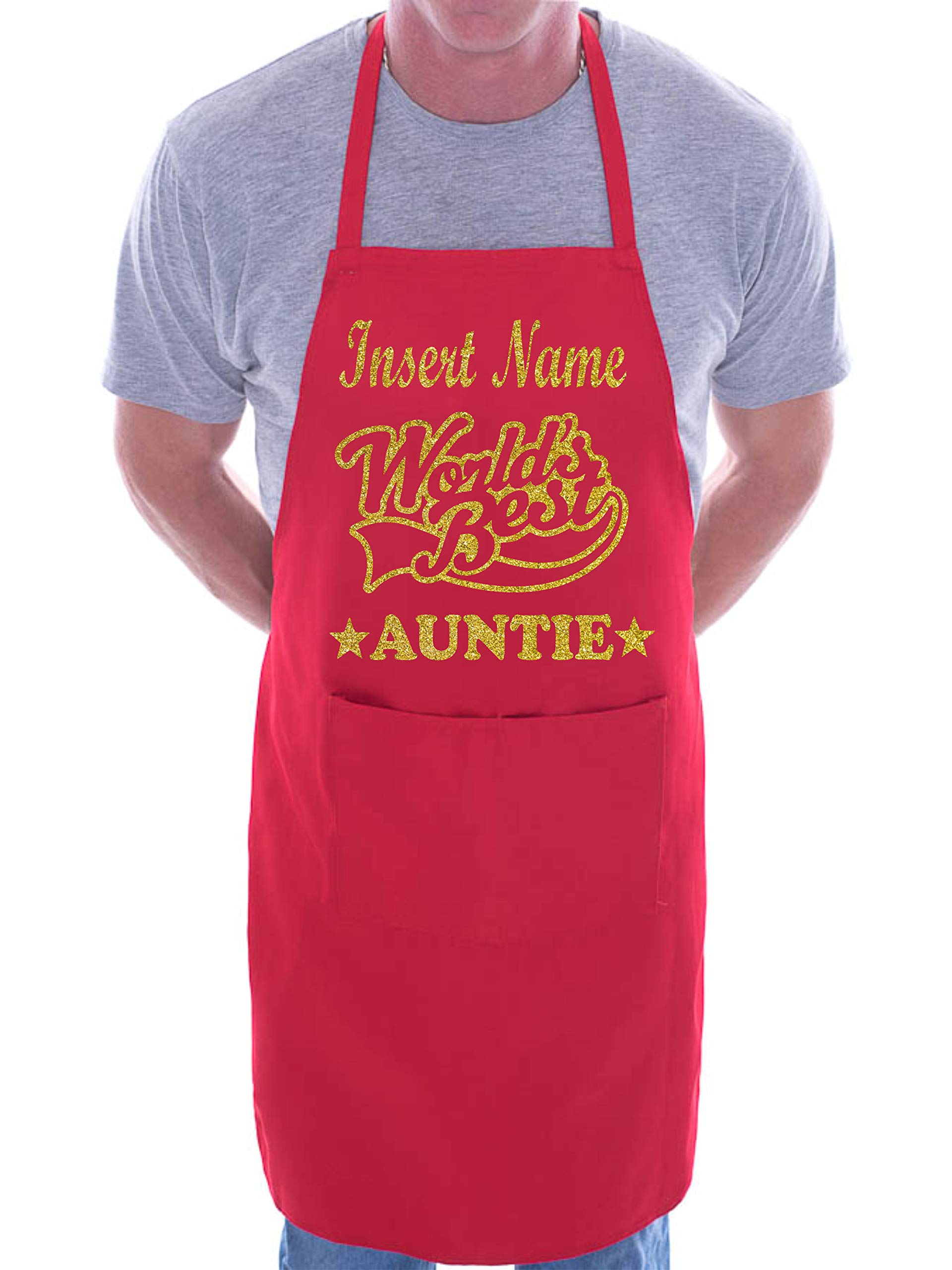 Print4u Red World's Best Auntie Personalised Apron Insert Name