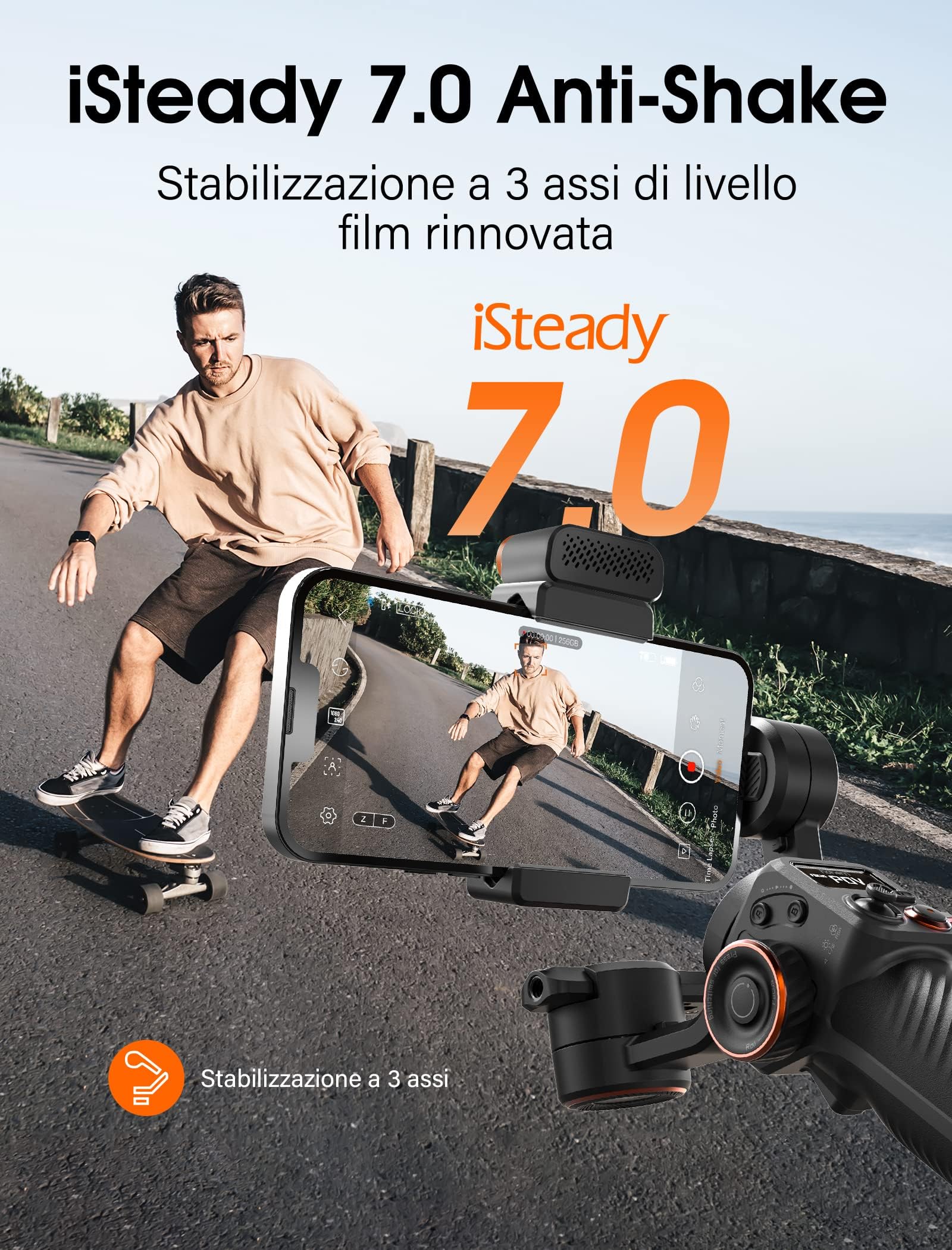 hohem iSteady M6 Kit Stabilizzatore Smartphone, Gimbal a 3 Assi Aggiornato, Tracker Magnetico AI con Luce CCT/RGB Regolabile, 0,91 Pollici Display, Max. Carico Utile 400g, per YouTube/Vlog