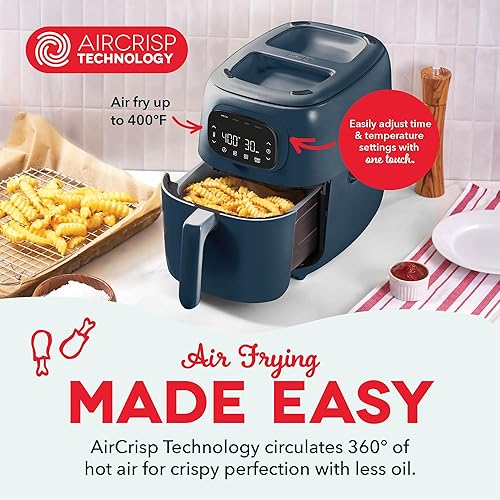 Miniatura 4 de Dash Flip & Fry - Parrilla digital 2 en 1 + freidora de aire con 4 funciones, capacidad de 7 cuartos de galón, freidora de aire y parrilla interior