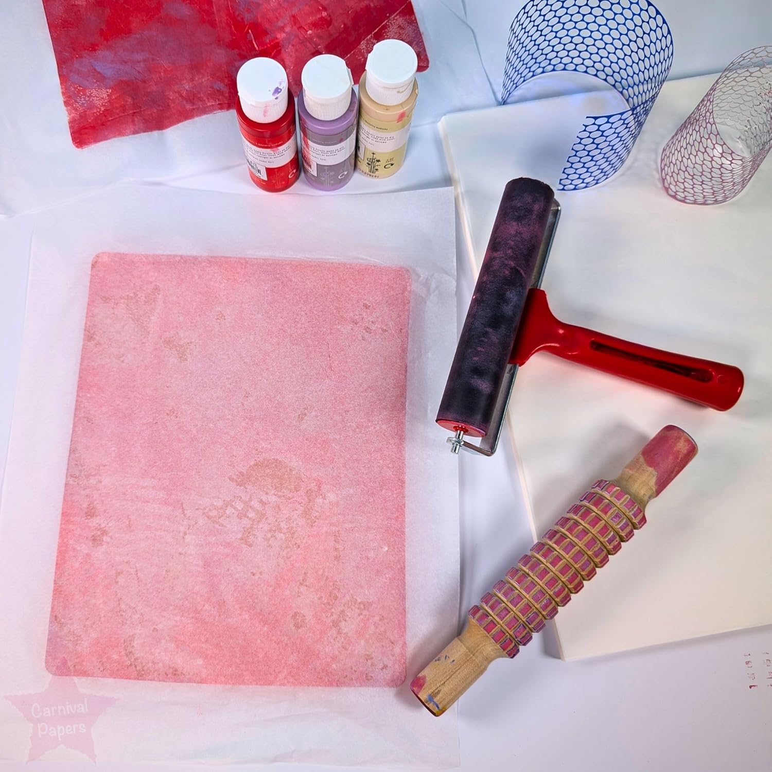 Carnival Papers Wet Strength Tissue Paper Small Sheets Oversize A4 Great for Gel Plate Printing, Mixed Media Crafts, Clay Tracing Super Strong White Tissue Paper