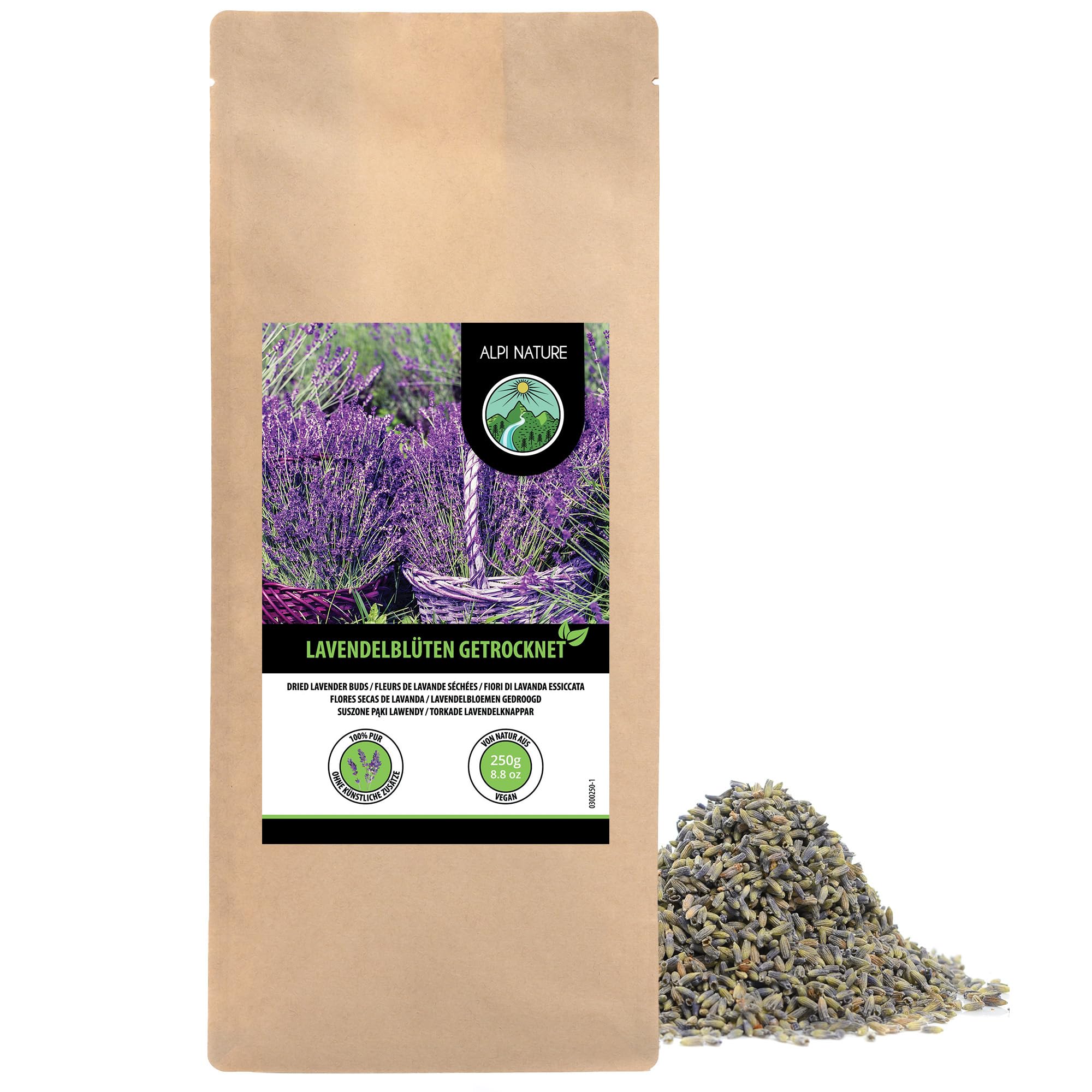Alpi Nature Lavender Tea 250g 8.8 oz, Dried Flowers and Buds, Lavender Loose Blossom Tea