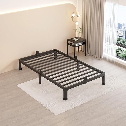 Miniatura 51 de MAF Marco de cama de plataforma de metal de tamaño matrimonial de 14 pulgadas con patas de esquina redondas, soporte de listones de acero resistente