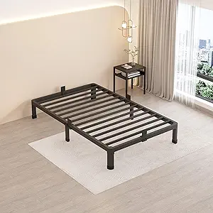 MAF 10 Inch Twin Size Metal Platform Bed Frame with Round Corner Legs, 3000 LBS Heavy Duty Steel Slats Support, Noise Free, No Box Spring Needed, Easy Assembly