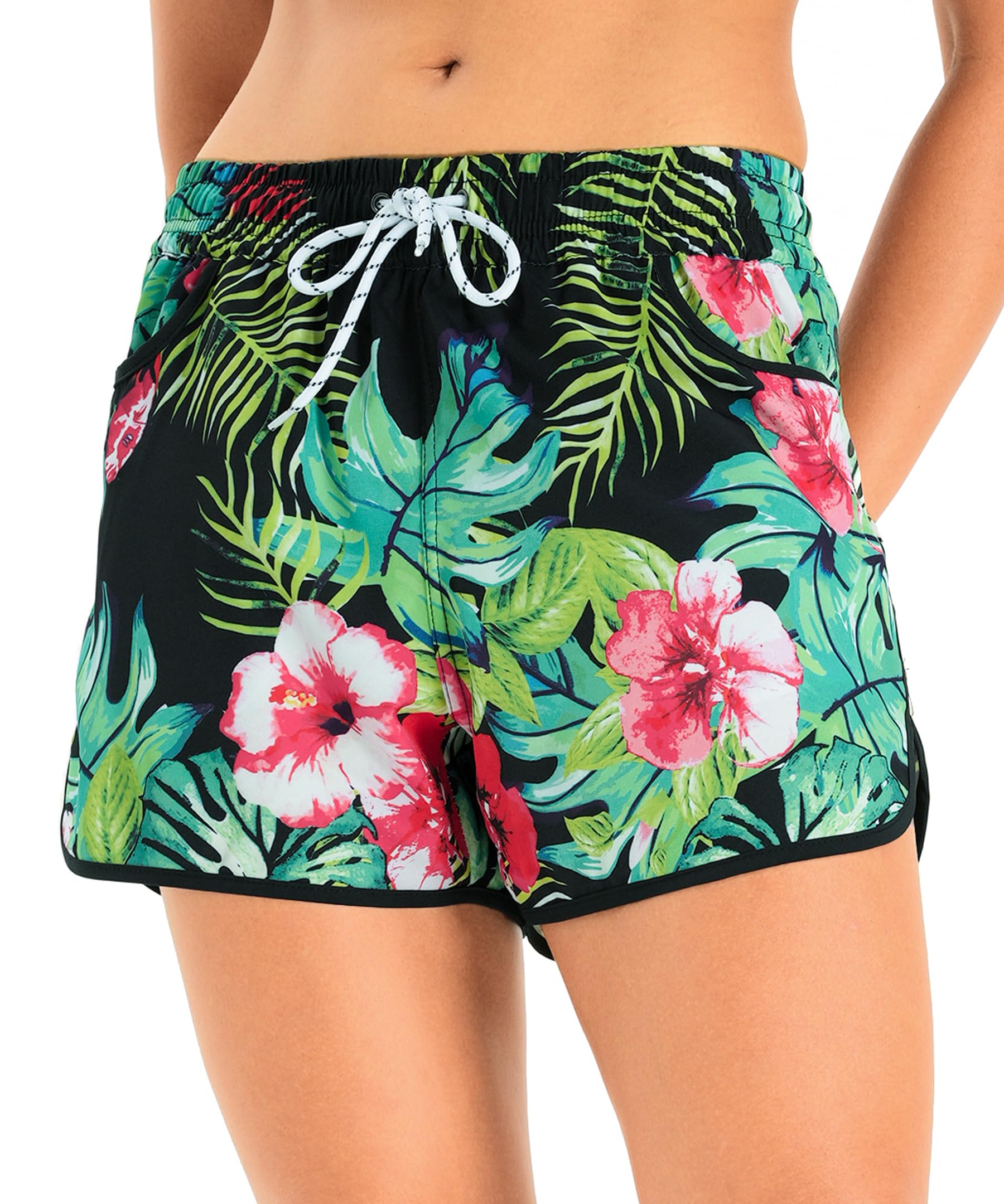 APTRO Damen Badeshorts Strandshorts Boardshorts Badehose Wassersport UV Schutz Sommer Sport Shorts Blumen WS237 2XL