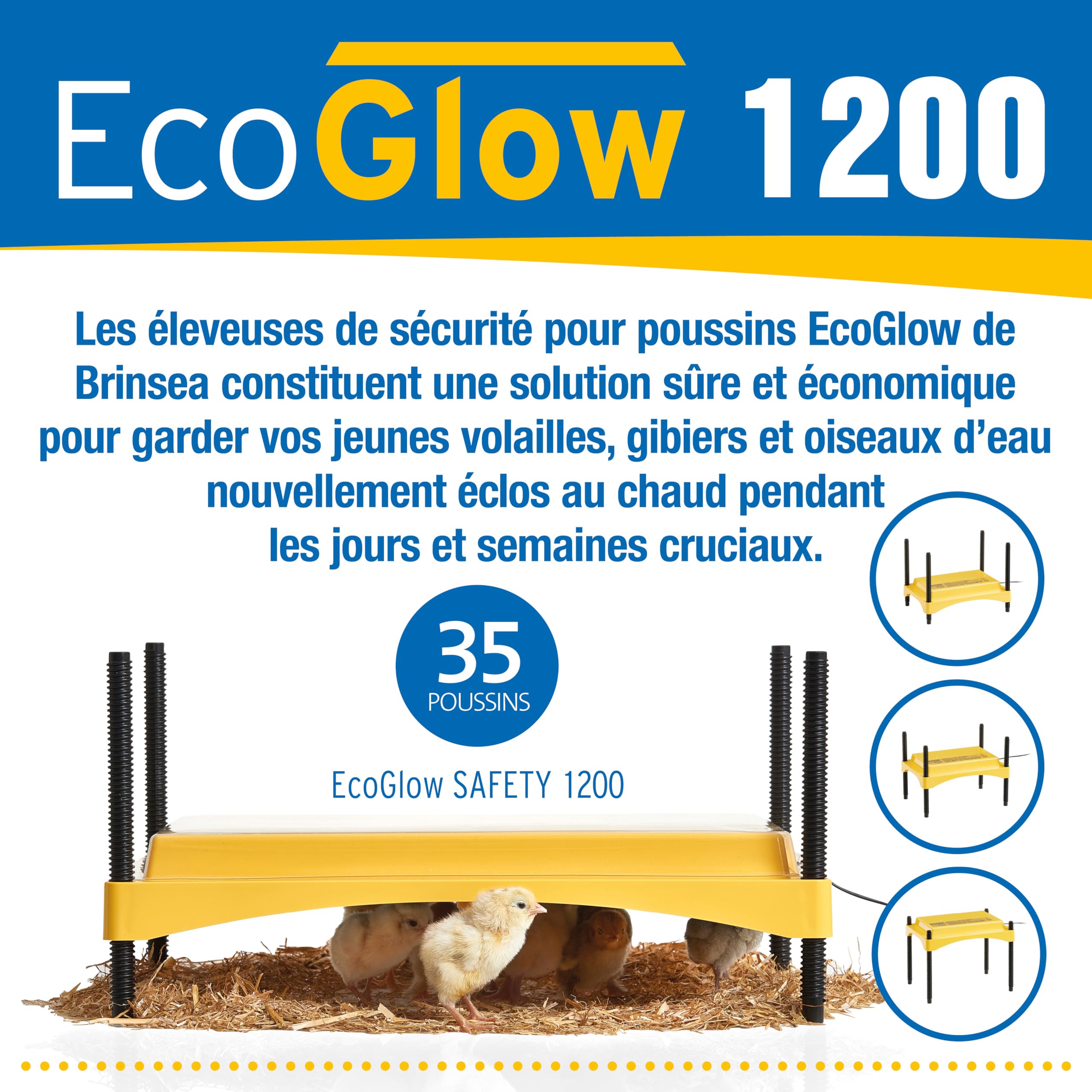 Criadora Brinsea EcoGlow Safety 1200 – Criadora de seguridad para pollitos – Placa calefactora para pollitos como alternativa a la lámpara de calor – Fabricada en UK– Garantía de 3 años.