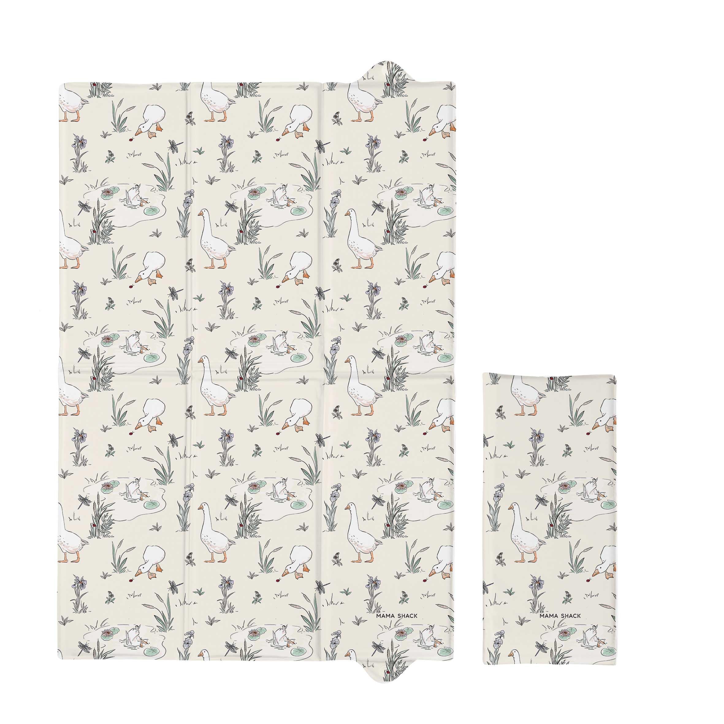 Travel Changing Mat by Mama Shack - Foldable Baby Changing Mat - Lightweight & Waterproof - Ideal for On-The-Go Nappy Changes (Goose & The Ladybird)