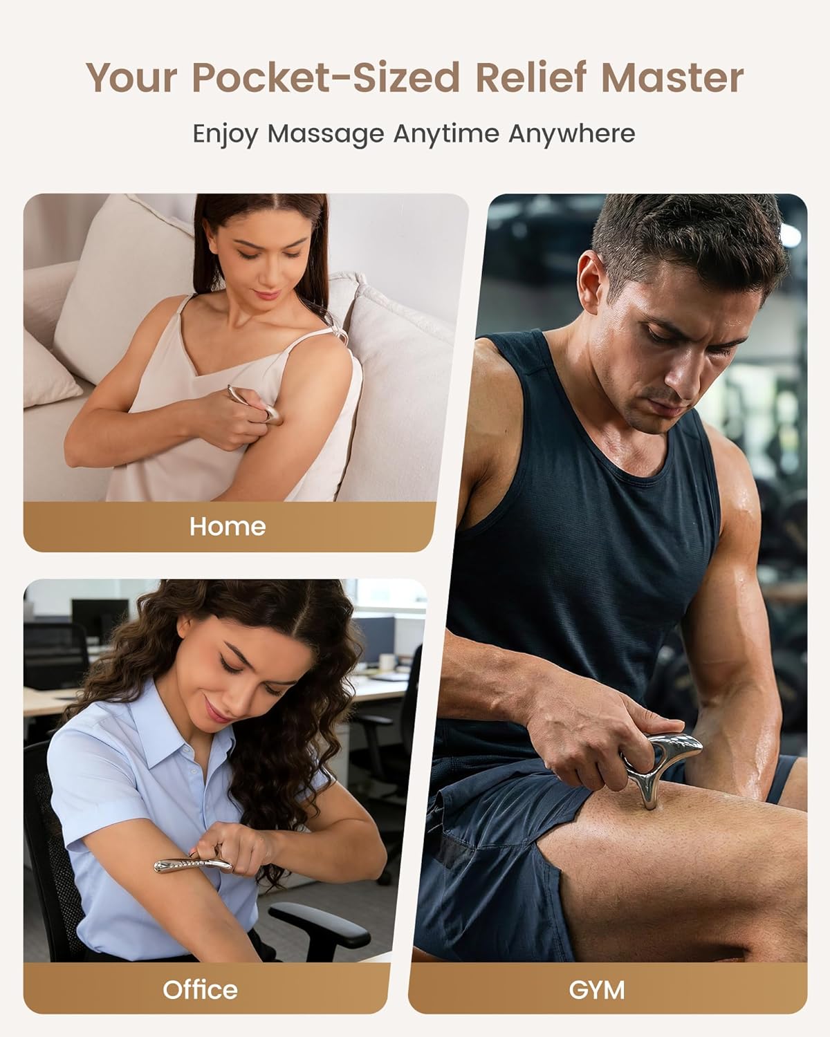 lifechill Trigger Point Massage Tool for Deep Tissue, Muscle Scraper Tool for Fascia Release, Metal Body Gua Sha Tool, Lymphatic Drainage Massager, Thumb Saver,Scar Tissue Massage,Acupressure Tool - Image 6