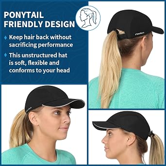 TrailHeads Women's Race Day Performance Running Cap, Lightweight & Quick Drying Mesh Sports Hat with Reflective Trim