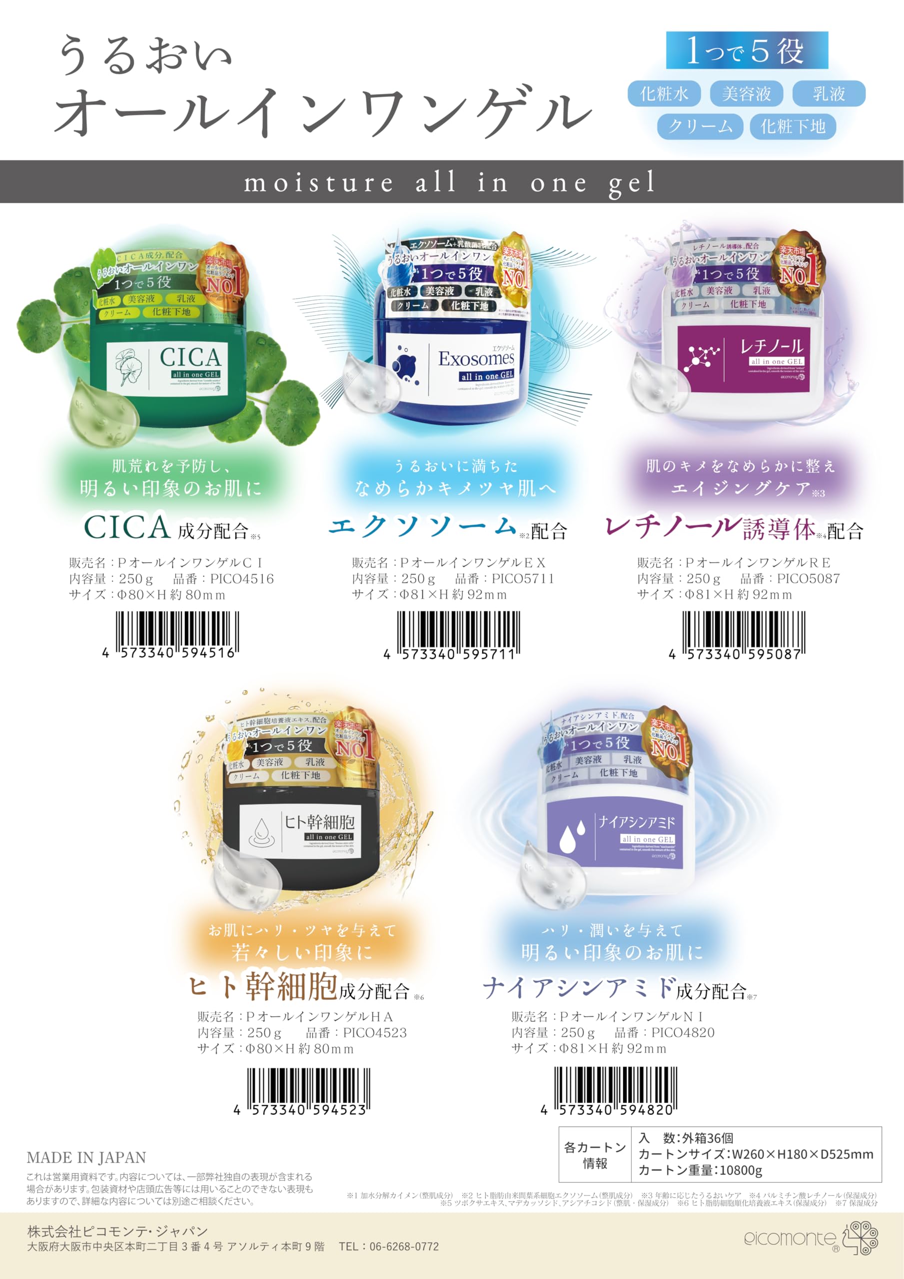 Amazon.co.jp: ピコモンテ オールインワンゲル エクソソーム 250g
