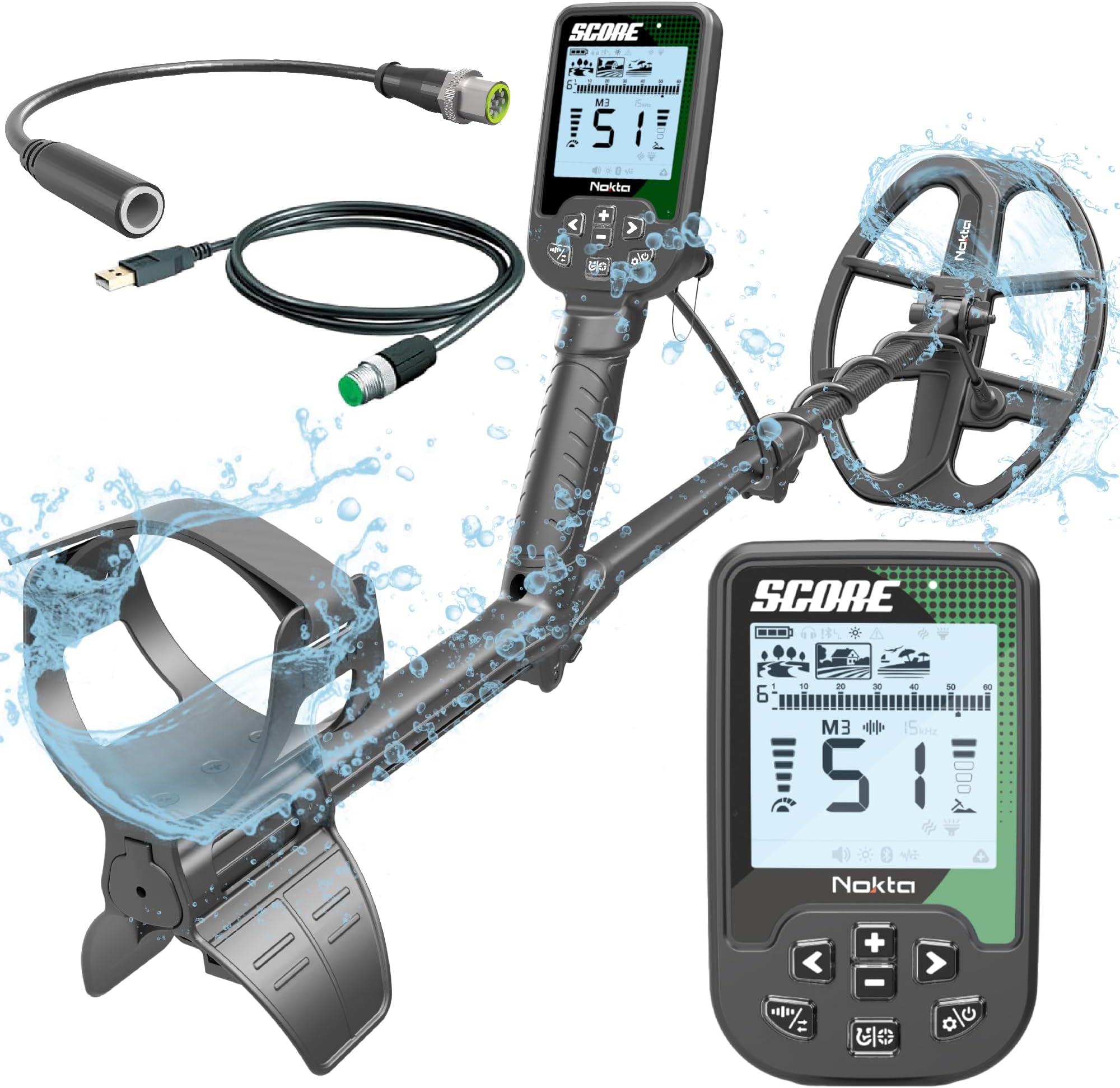 Nokta Score Metal Detector for Adults - Fully Waterproof, Rechargeable, Multi-Frequency, Easy-to-Use Detectors for Treasure Hunting (Score)